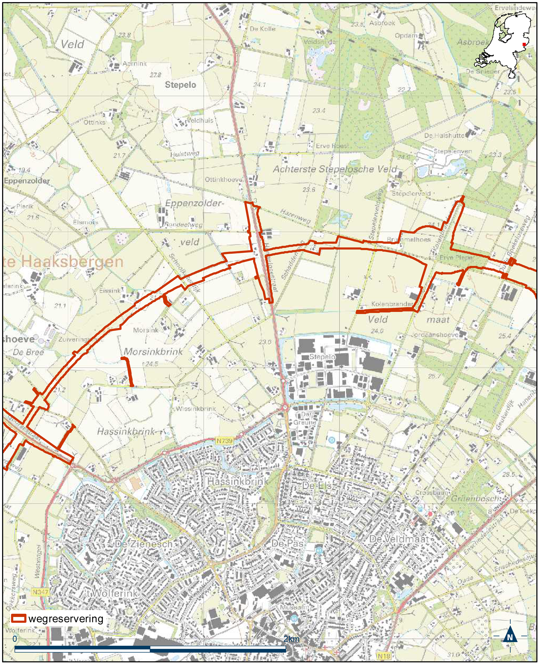 Detailkaart 9 reserveringsgebied nieuwe hoofdweg N18 Varsseveld-Enschede