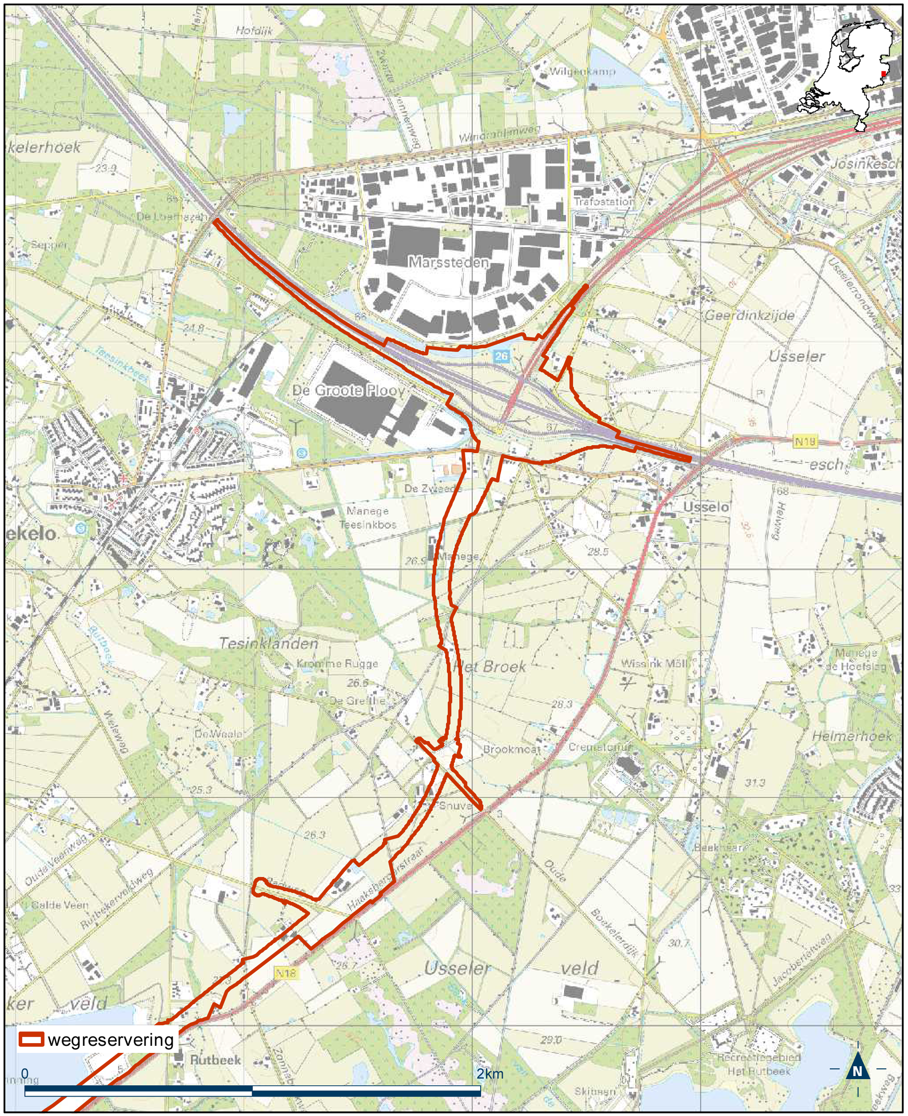 Detailkaart 11 reserveringsgebied nieuwe hoofdweg N18 Varsseveld-Enschede