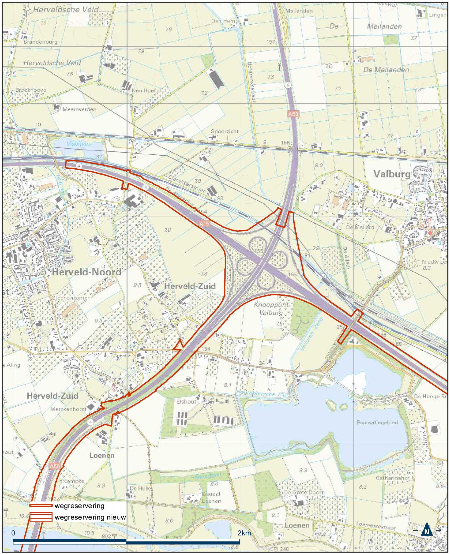 Detailkaart 4 reserveringsgebied nieuwe hoofdweg A12/A15 bereikbaarheid regio Arnhem-Nijmegen