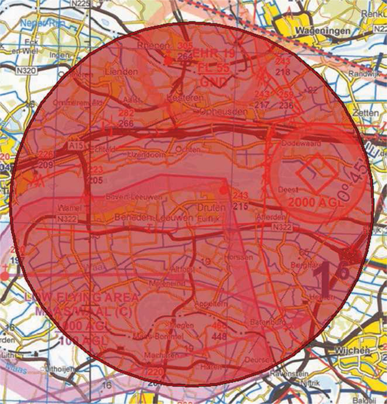 Figuur 2: oefengebied Druten