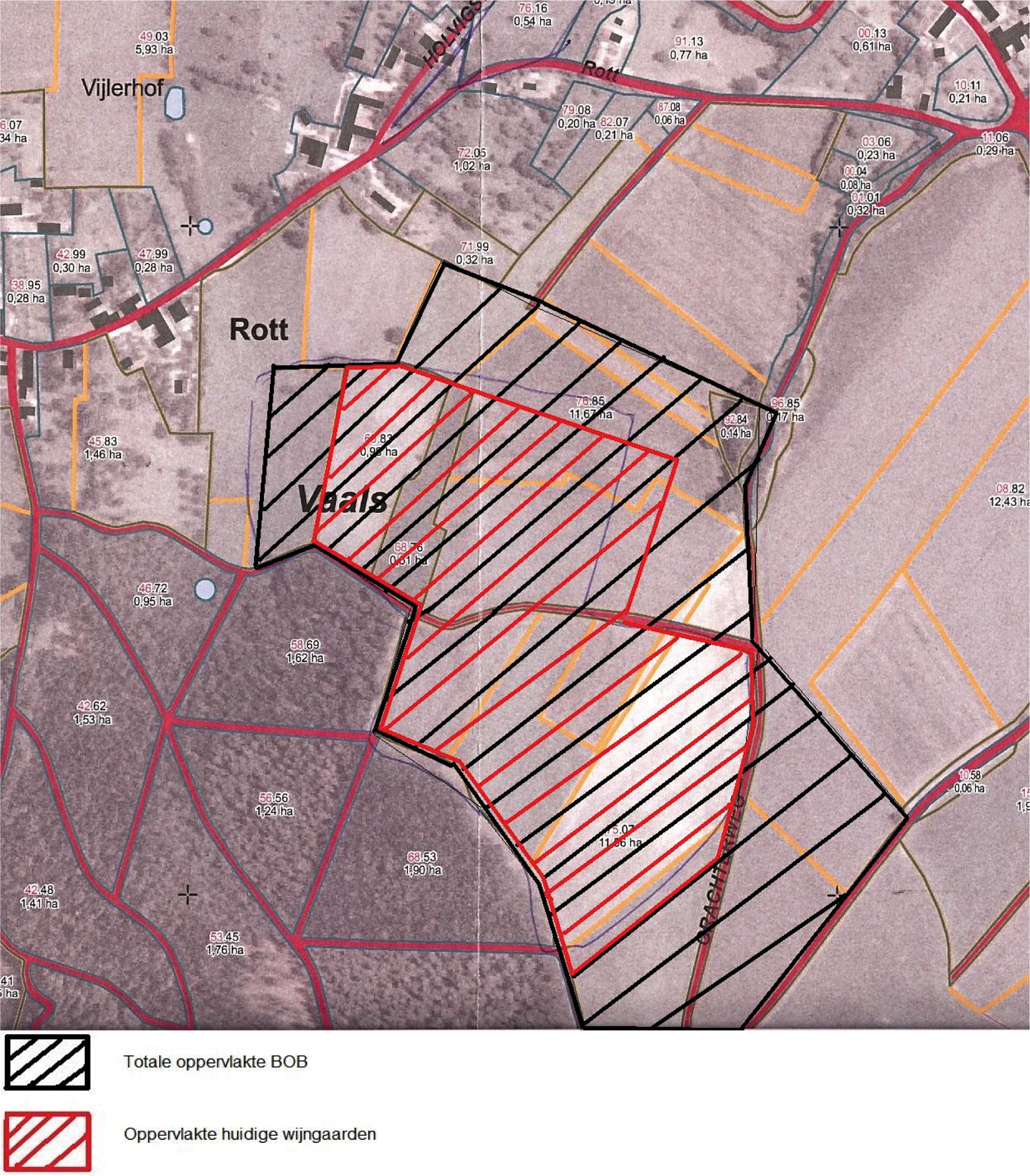 Figuur 1: Bovenaanzicht grenzen BOB