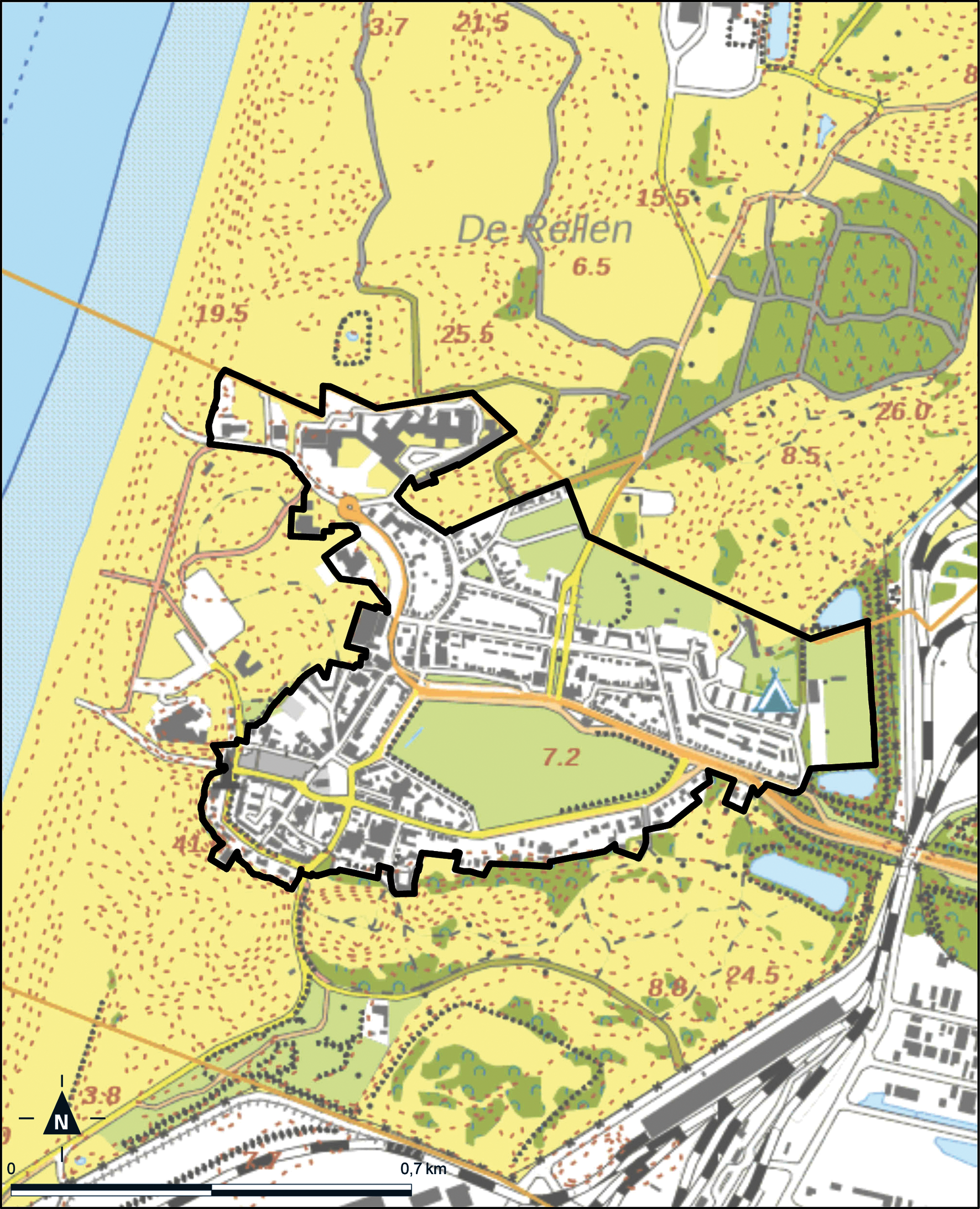 Kaart Beverwijk, Dorp Wijk aan Zee (Ontwikkelingsgebied)