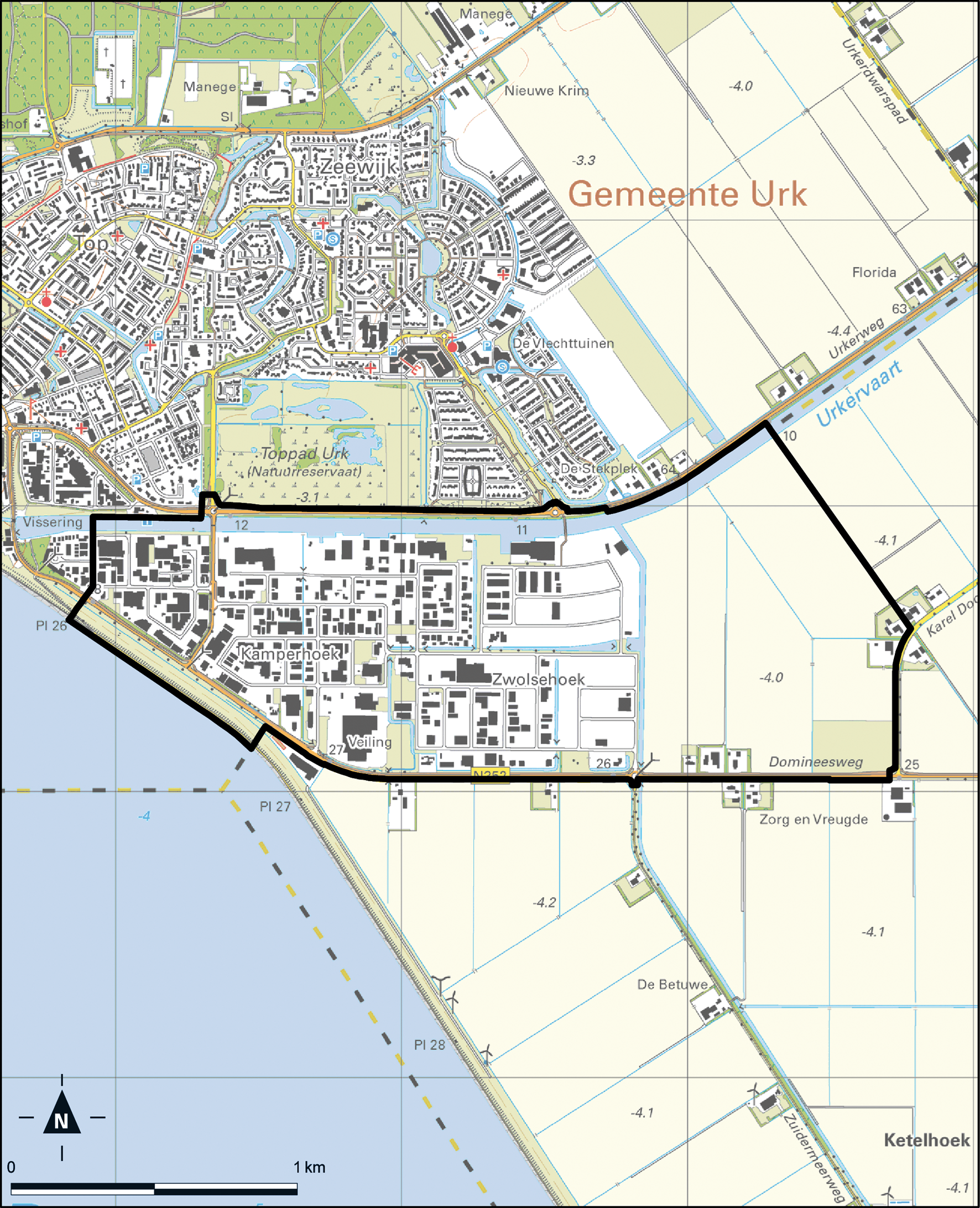 Kaart Urk, Schokkerhoek en bedrijventerrein