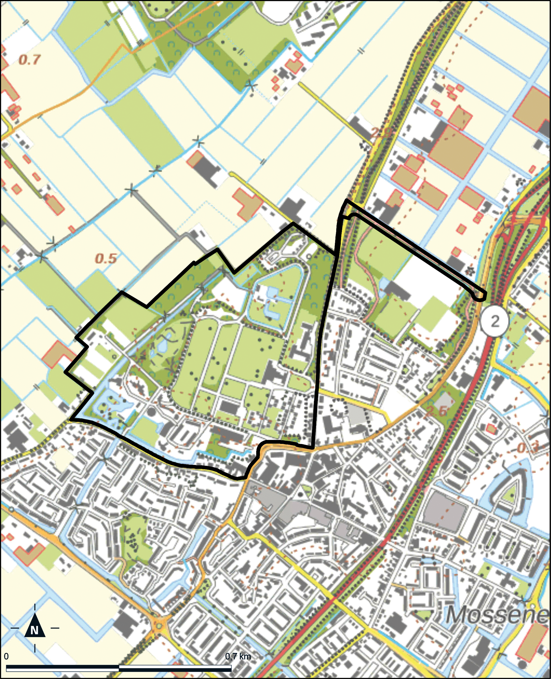 Kaart Noordwijkerhout, Bavo-terrein
