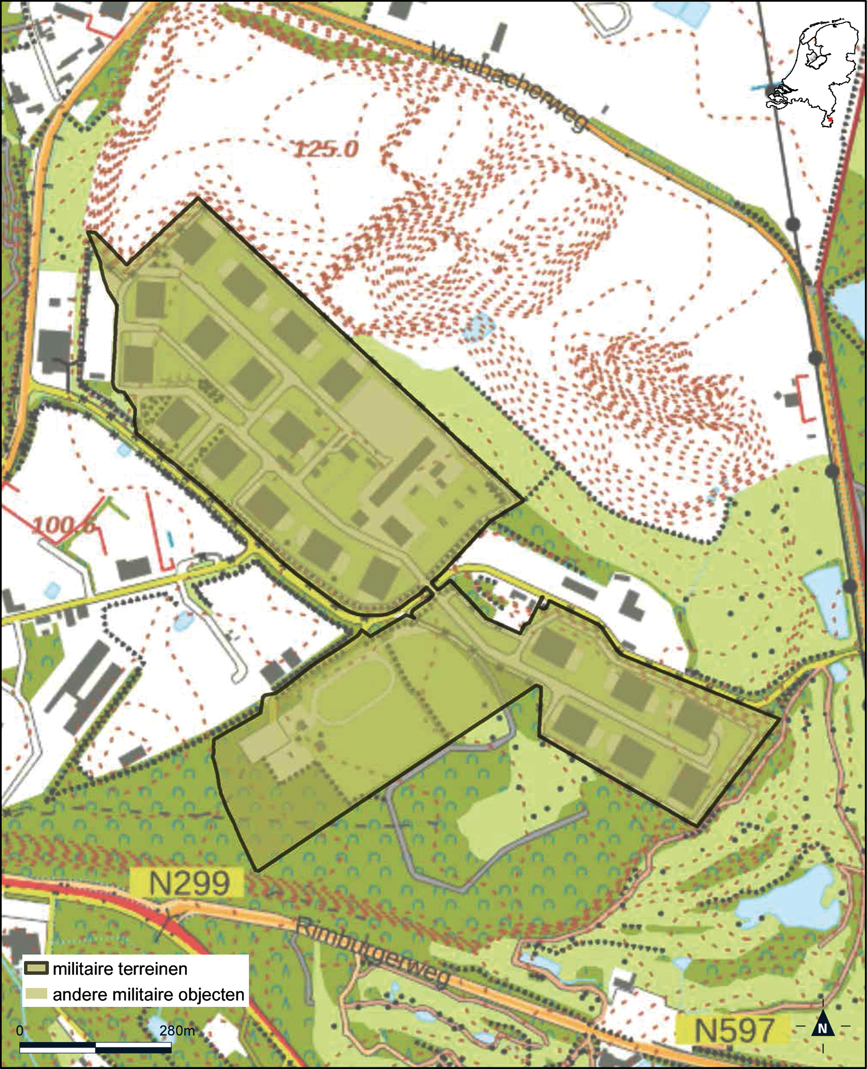 Kaart militair terrein – Logistiek militair complex Brunssum