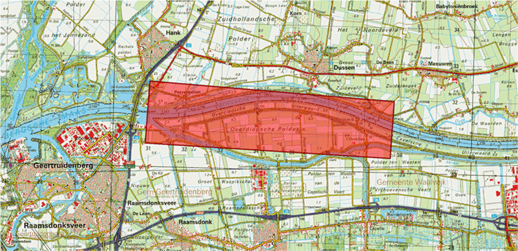 Figuur: Oefengebied HWIC Bergsche Maas