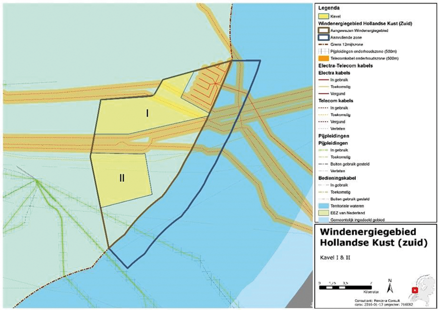 Figuur 5 Schematisch overzicht kabels- en leidingen in het gebied Hollandse Kust (zuid)