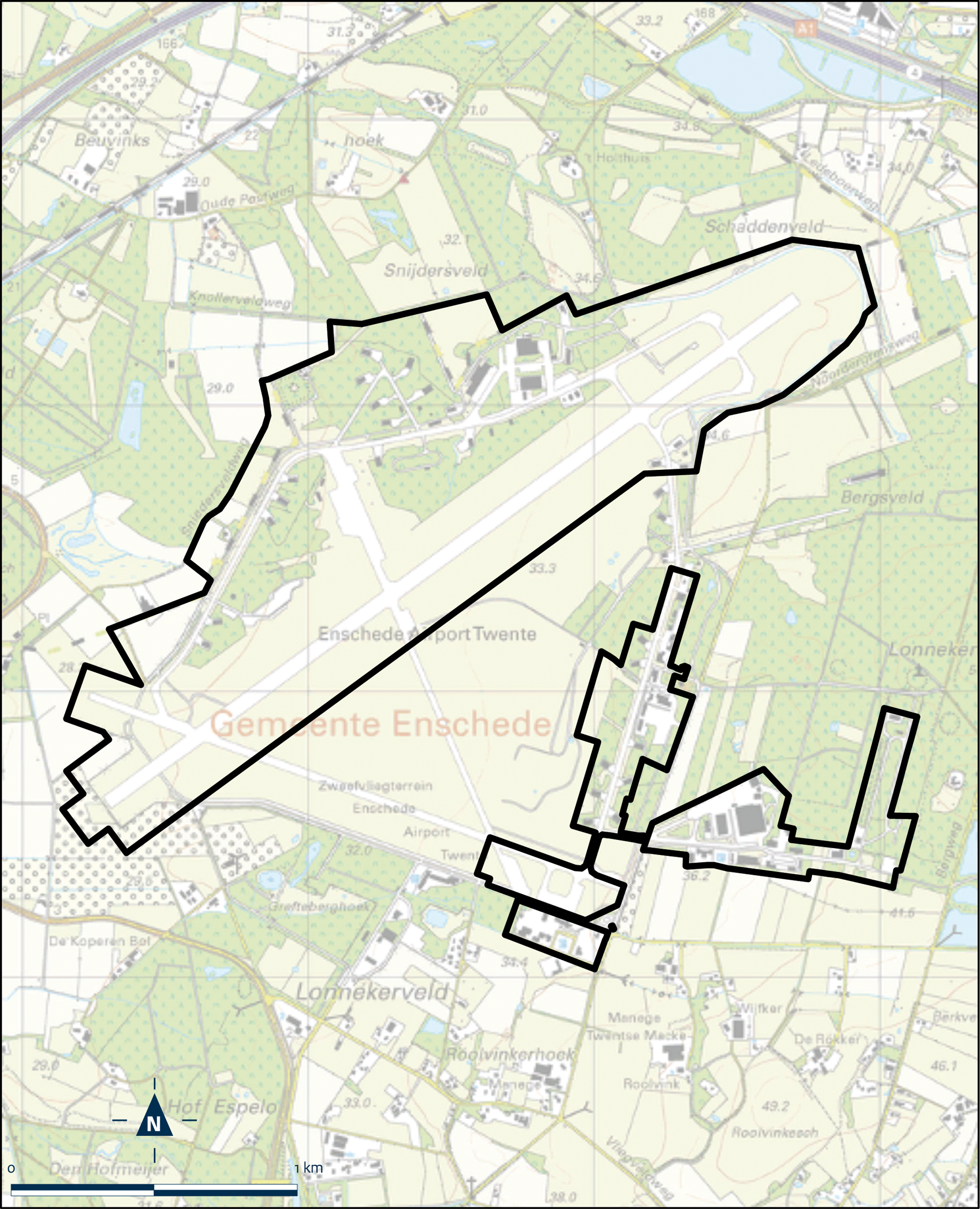 Kaart Enschede, Luchthaven Twente