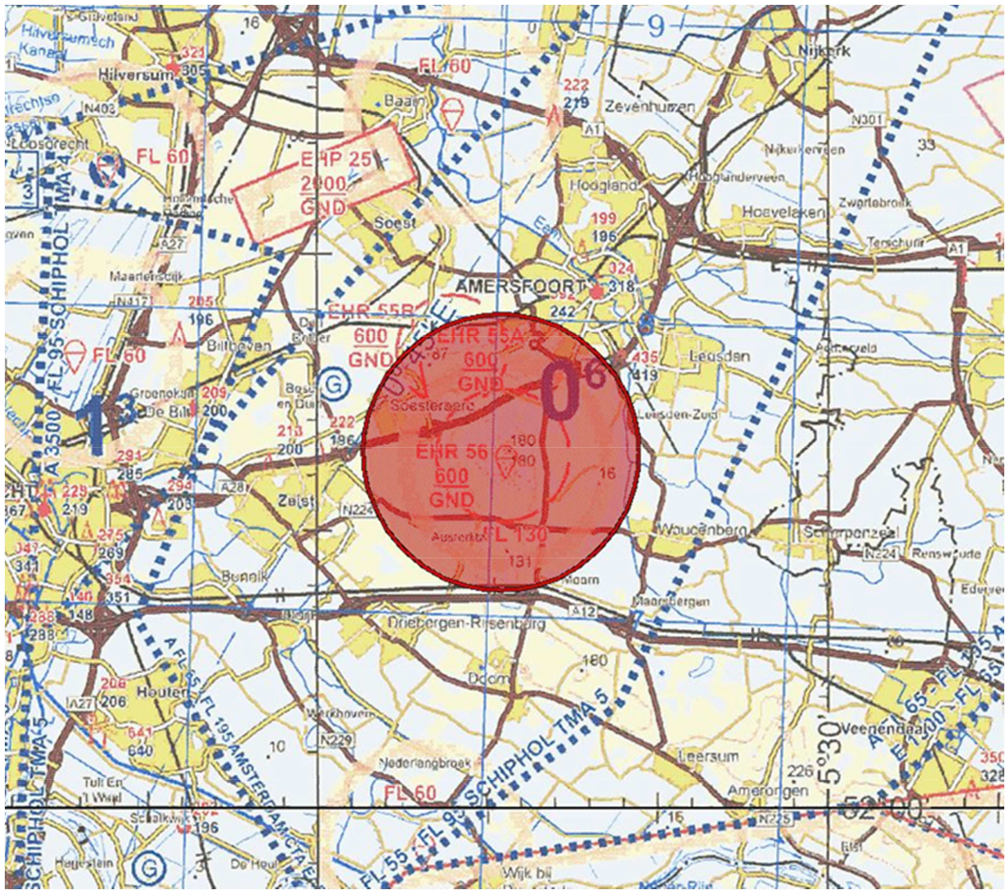 Figuur 2: Oefengebied (tijdelijk laagvlieggebied) Leusderheide