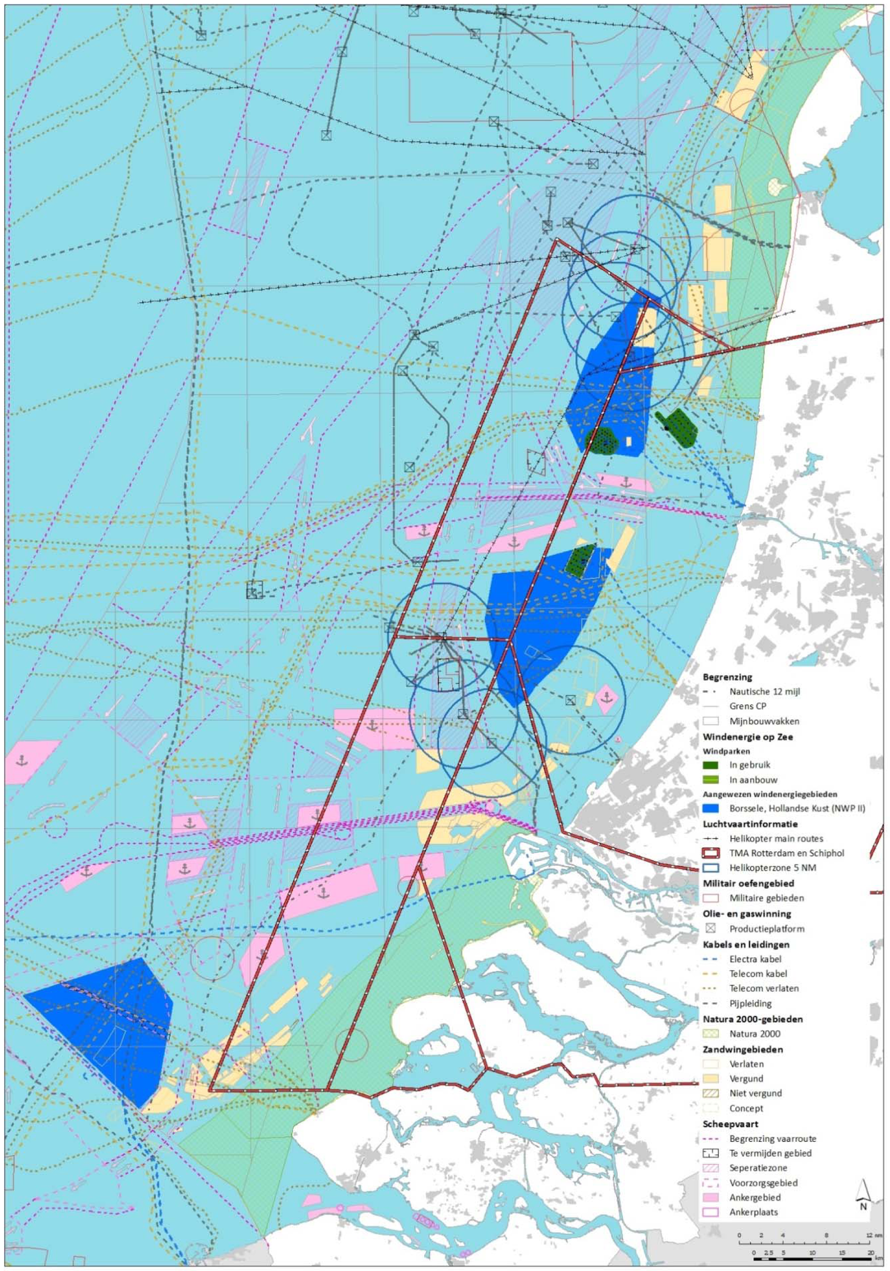 Figuur 2 Windenergiegebied Hollandse Kust (zuid en noord) met gebruiksfuncties in de directe omgeving