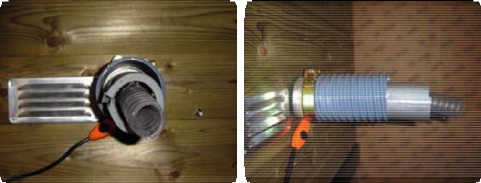 Schematische weergave (boven); walslang met verwarmingslint buiten de slang: vooraanzicht (linksonder) en zijaanzicht (rechtsonder)