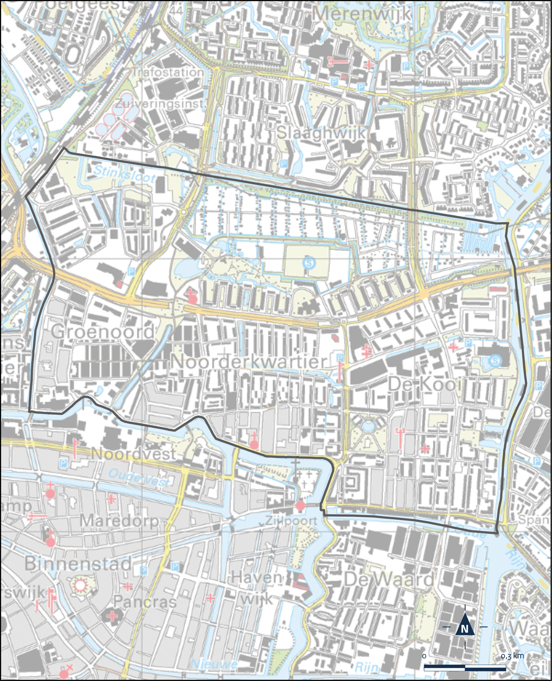 Kaart Leiden, Leiden Noord