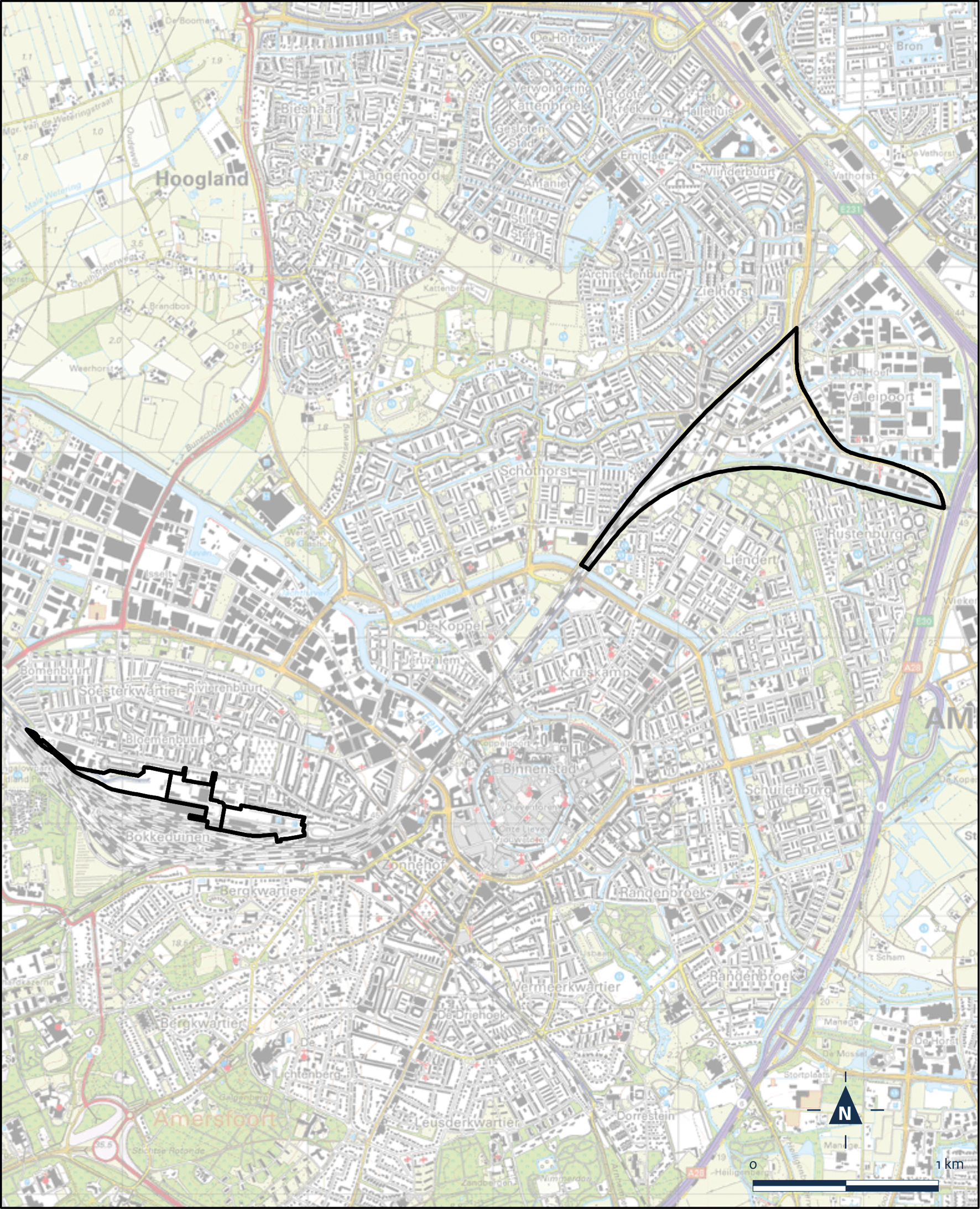 Kaart Amersfoort, Wagenwerkplaats en De Hoef-West