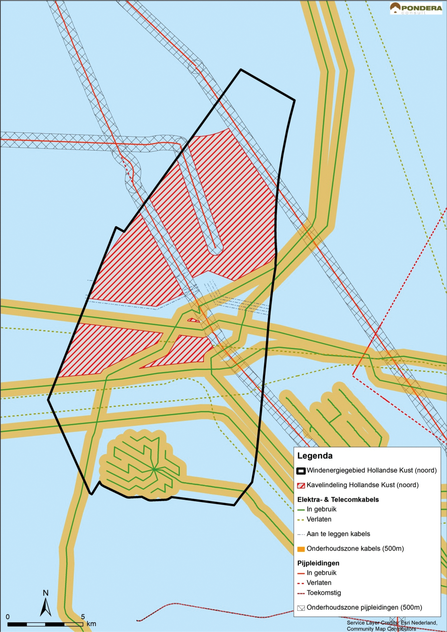 Figuur 7 Schematisch overzicht kabels- en leidingen in het gebied Hollandse Kust (noord)