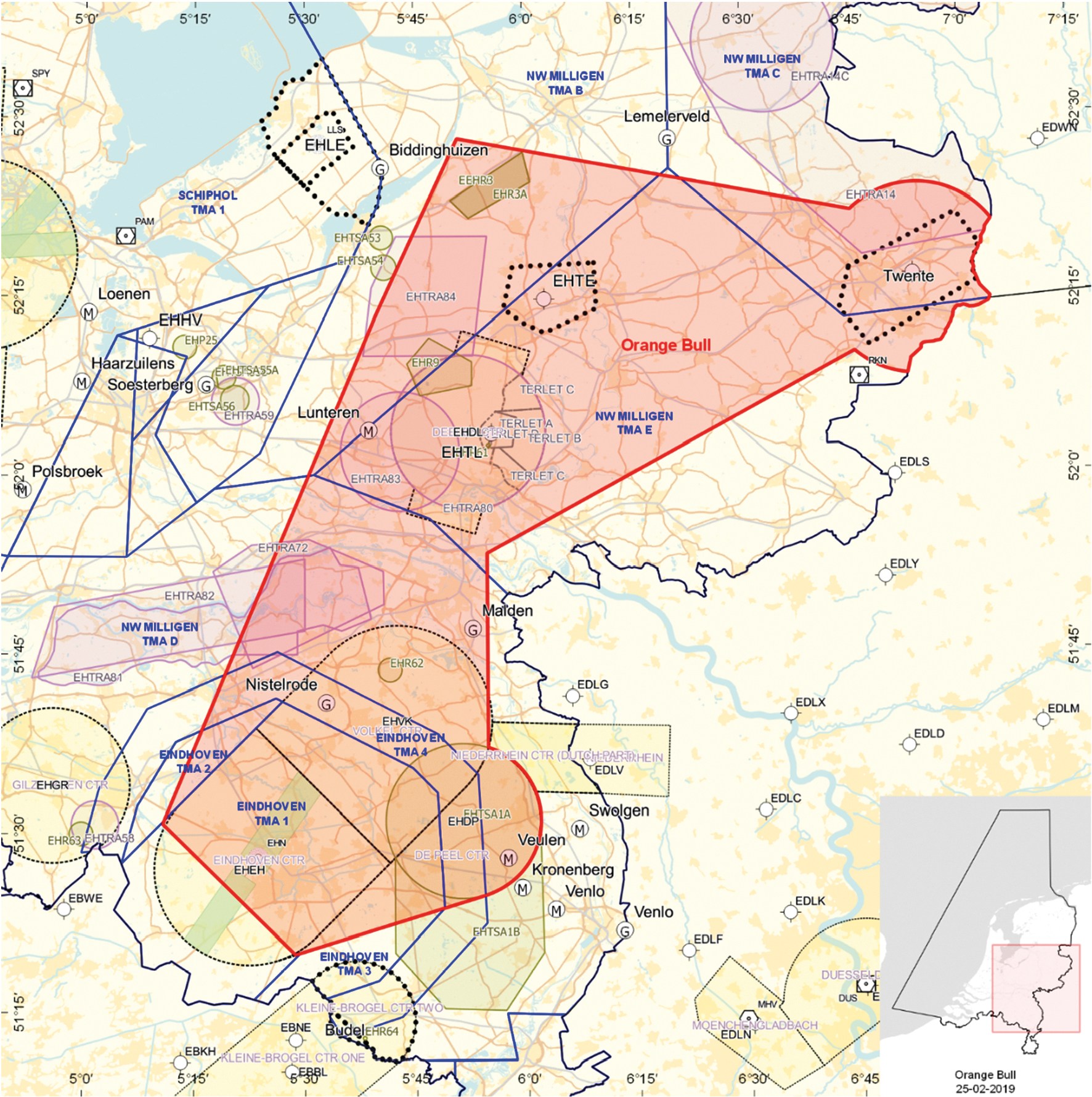 Oefengebied (tijdelijk laagvlieggebied) Orange Bull