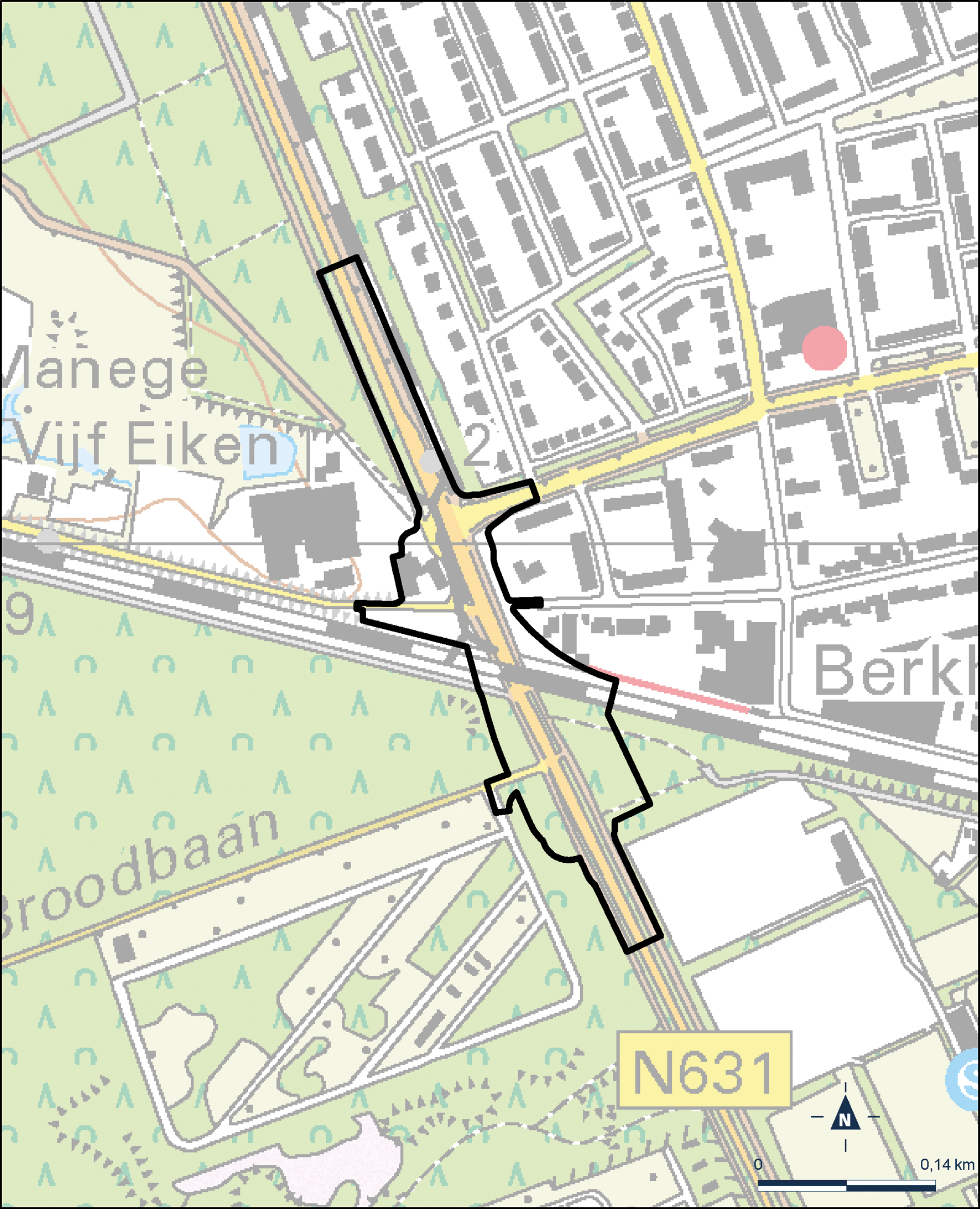 Kaart Gilze en Rijen, N631 onderdoorgang spoor Rijen