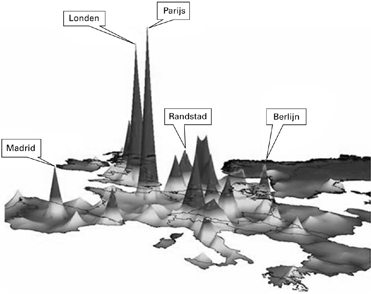 Figuur 2.2.5 Productiviteit neemt toe met bevolkingsdichtheid (bbp per km)