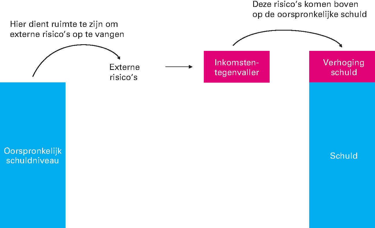 Figuur 1.4.1 Economische risico’s opvangen door lage schuld