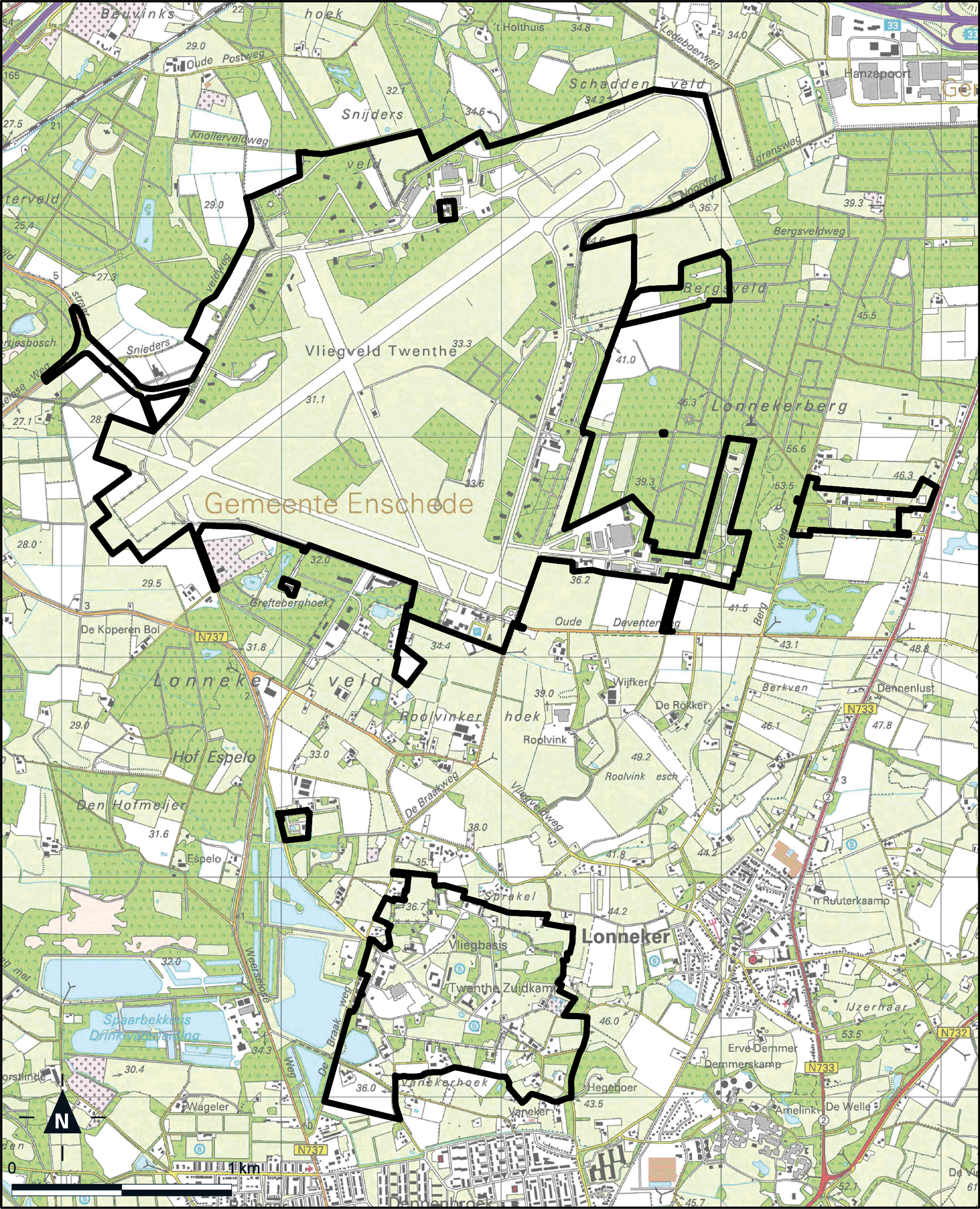 Kaart Enschede, Luchthaven Twente