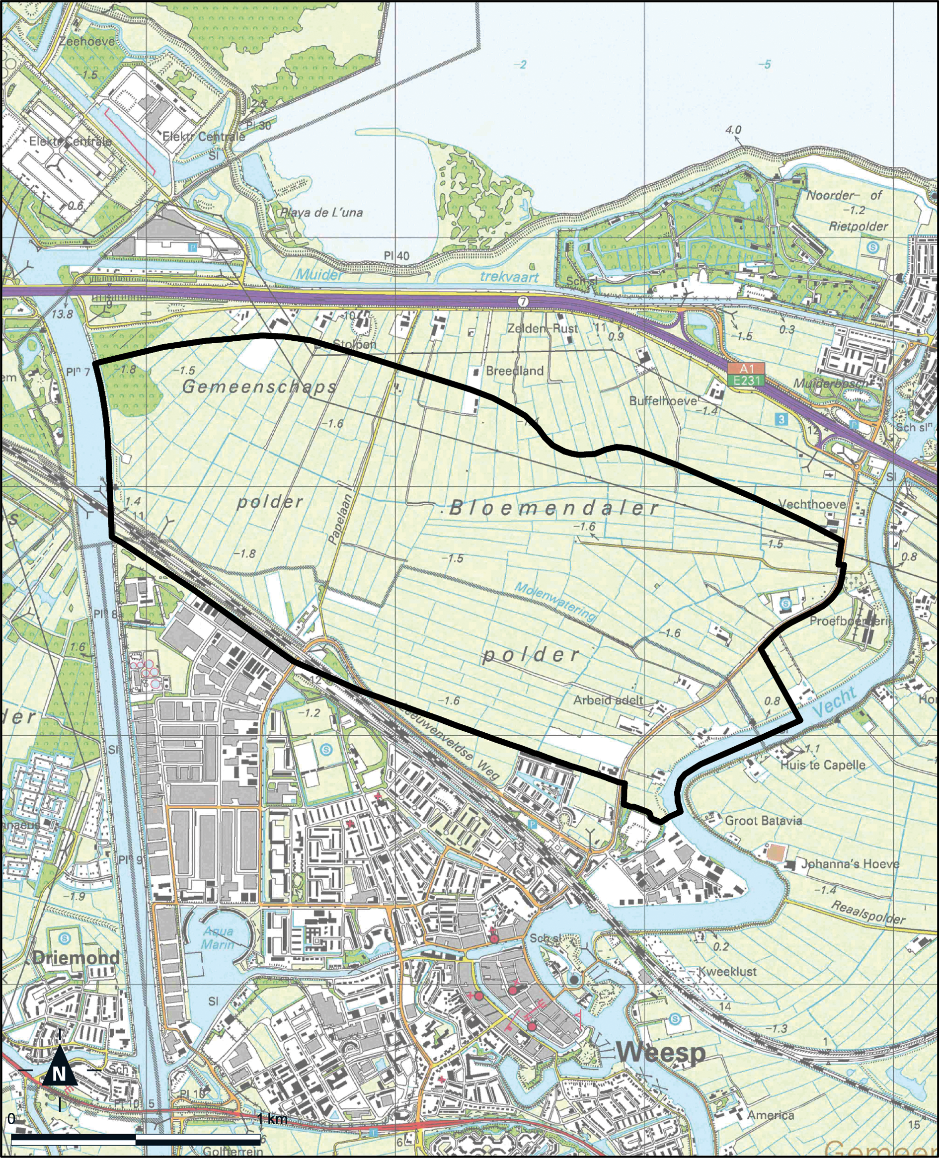 Kaart Weesp, Bloemendalerpolder