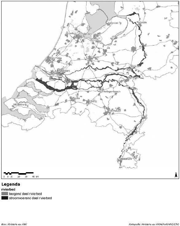 Kaart 4a: rivierbed, bergend deel
              rivierbed, stroomvoerend deel rivierbed