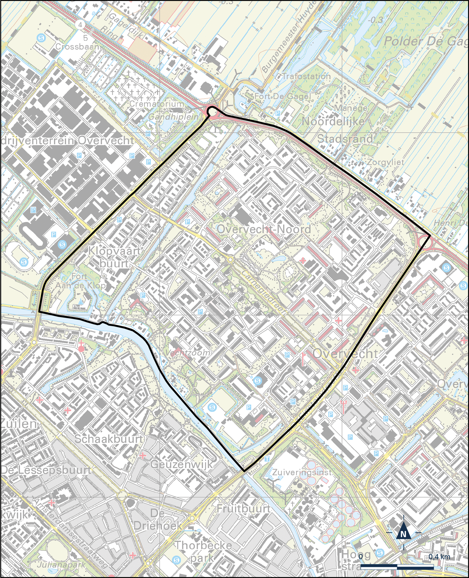 Kaart Utrecht, Overvecht-Noord