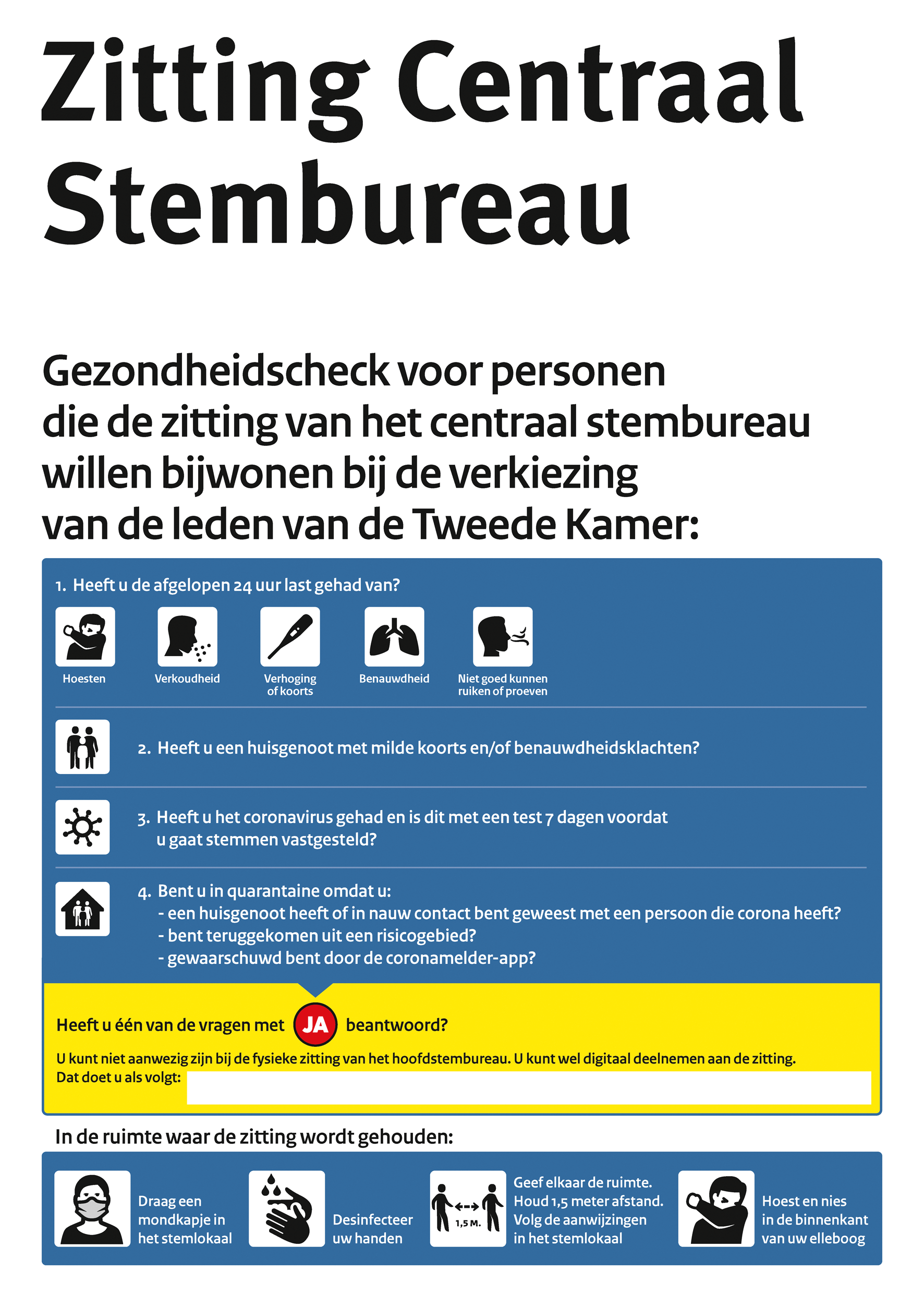 Model B-4: Poster ingang zittingslocatie centraal stembureau