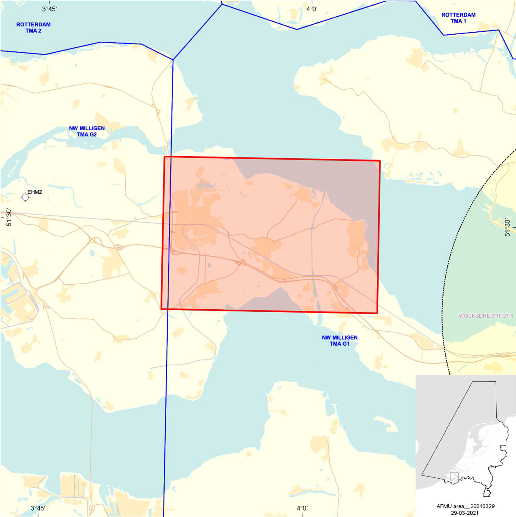Figuur: Tijdelijk laagvlieggebied Kapelle