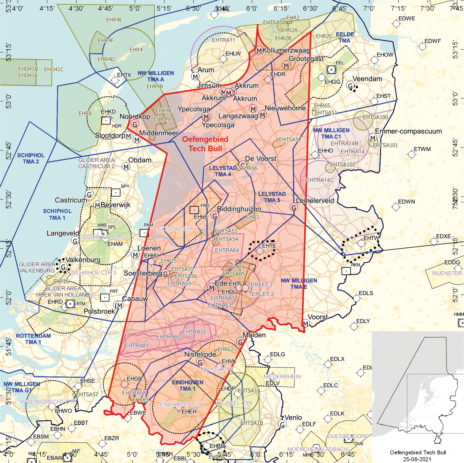 Figuur: Oefengebied (tijdelijk laagvlieggebied) Tech Bull