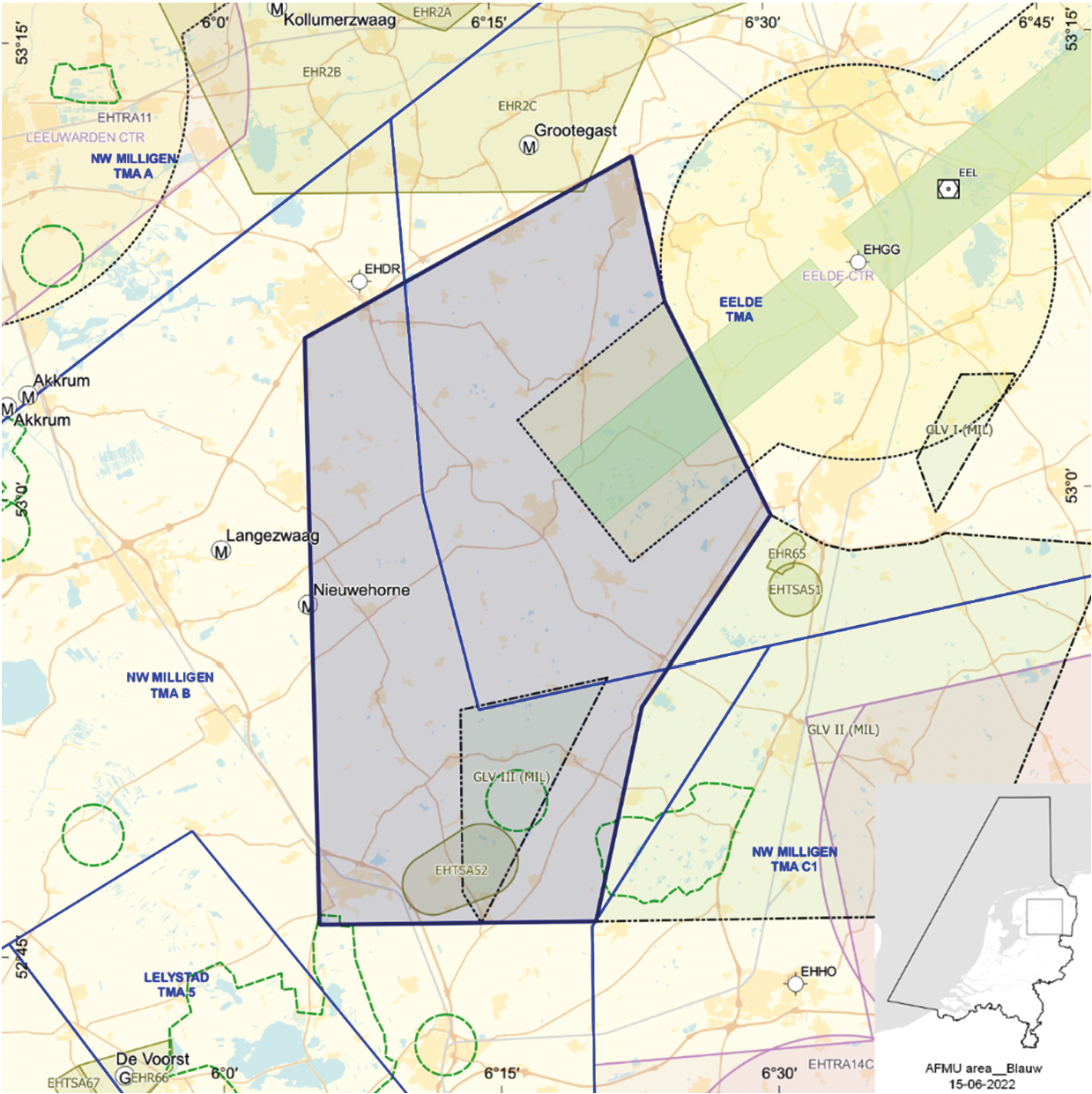 Figuur 1: Oefengebied (tijdelijk laagvlieggebied) Warhammer Noord