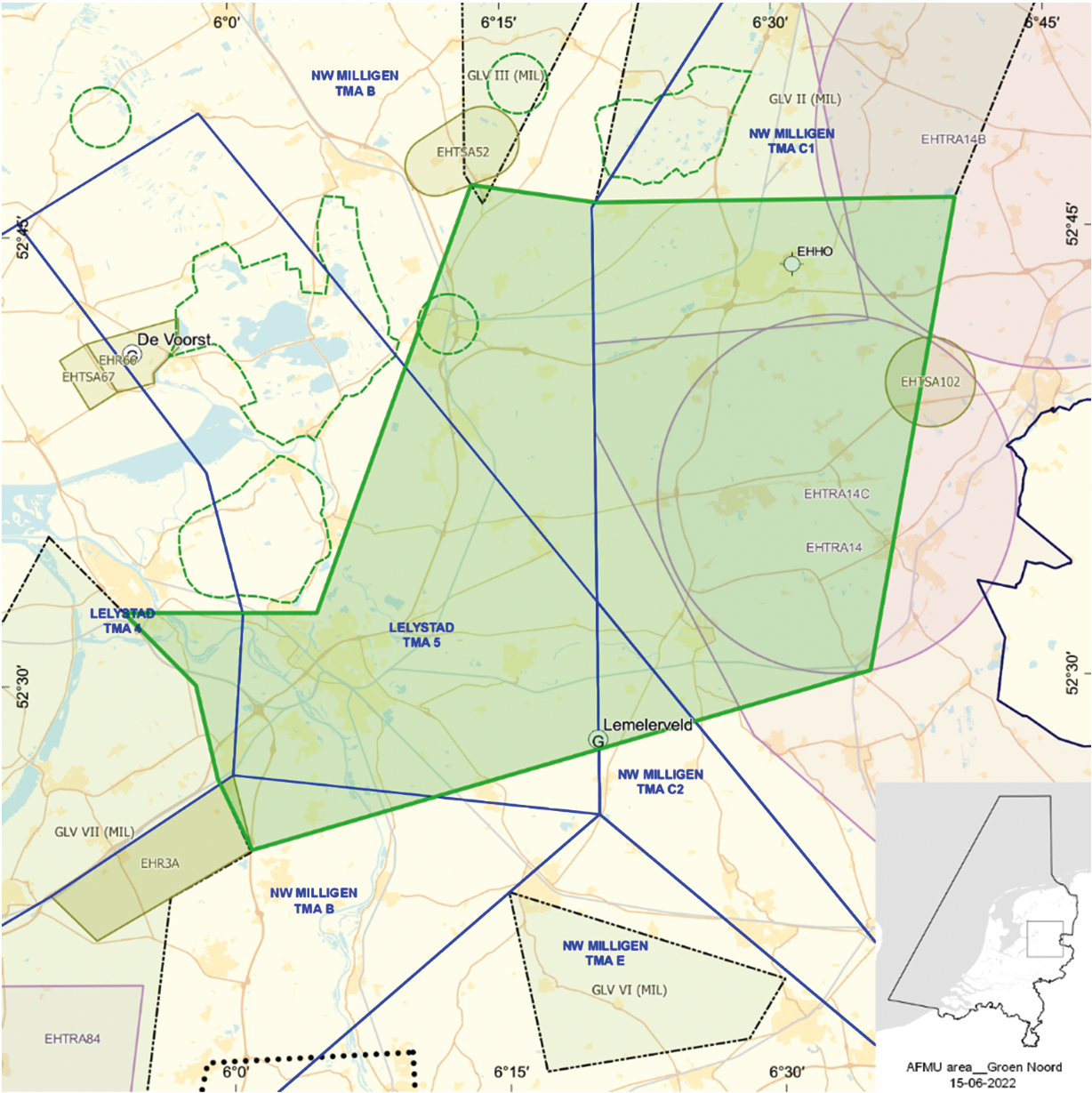 Figuur 2: Oefengebied (tijdelijk laagvlieggebied) Warhammer Oost