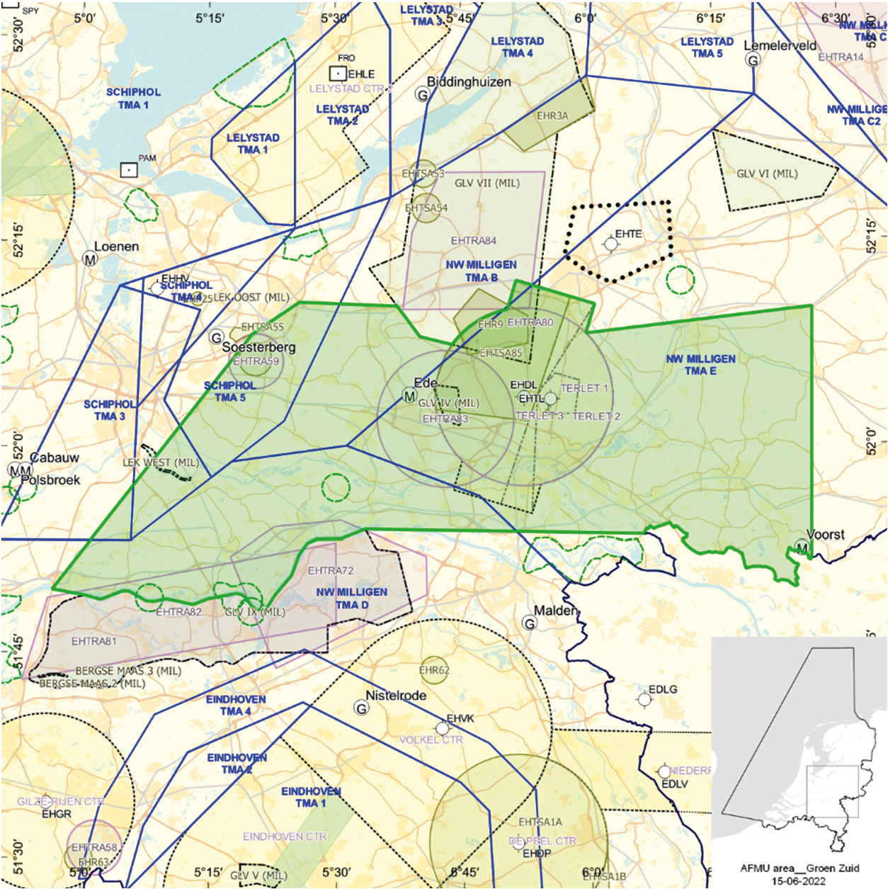 Figuur 3: Oefengebied (tijdelijk laagvlieggebied) Warhammer Zuid