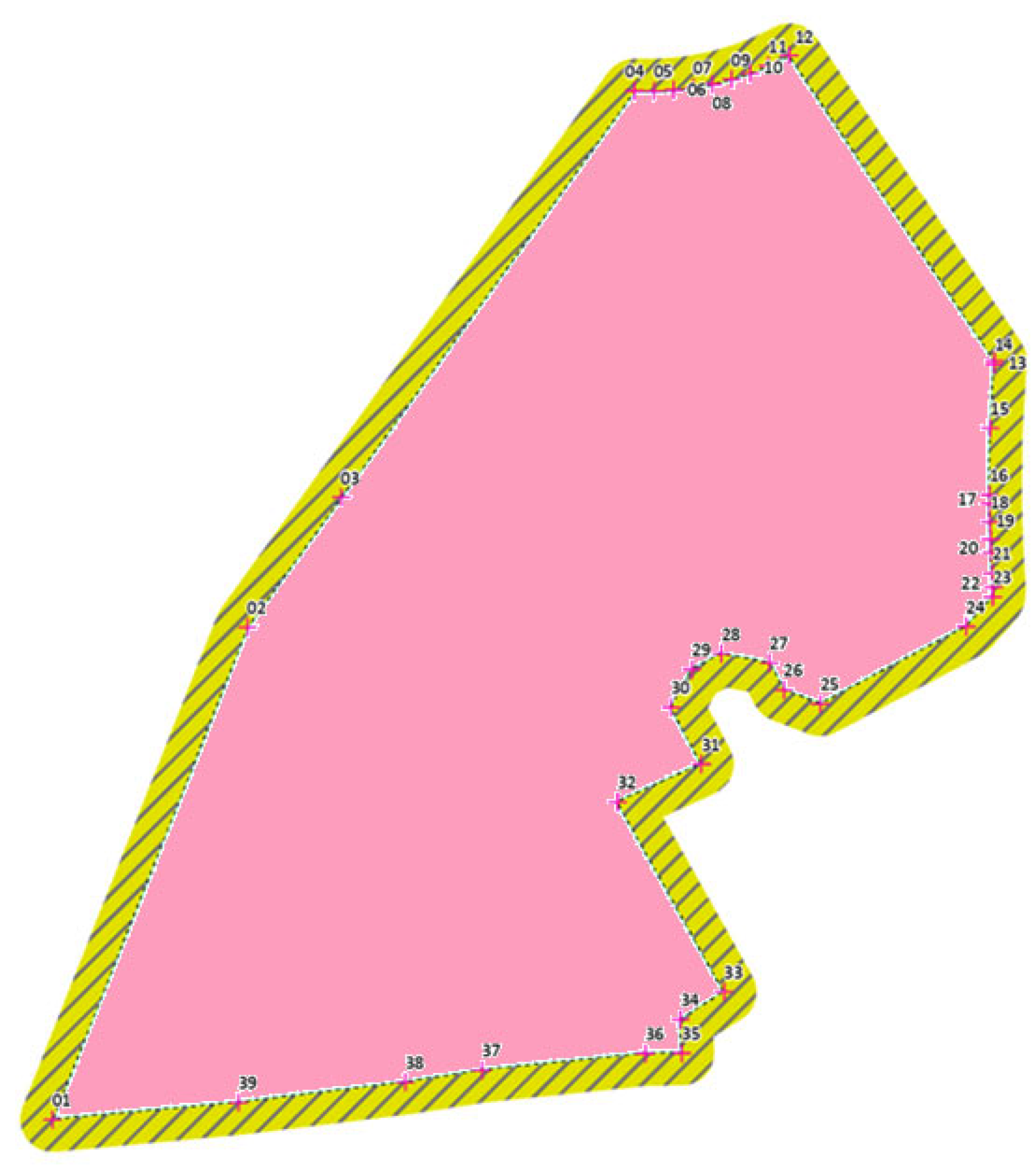 Kaart 2: gehele veiligheidszone inclusief buitenrand van 500 meter