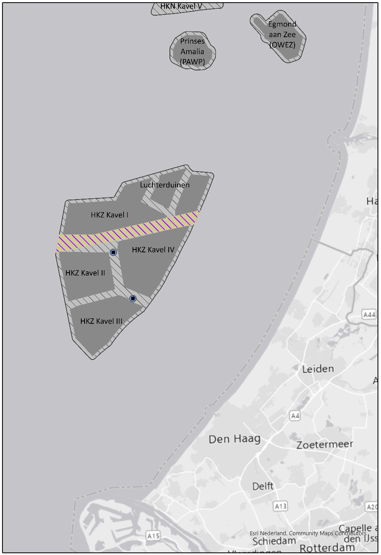 Kaart 1: Ligging en overzicht windenergiegebied Hollandse Kust (zuid)