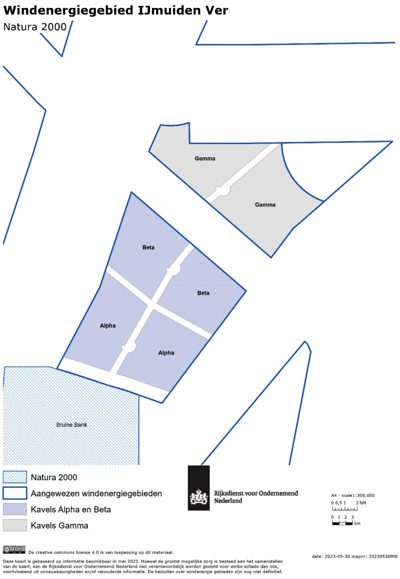 Figuur 10: Ligging Natura 2000-gebied Bruine Bank ten opzichte van windenergiegebied IJmuiden Ver.