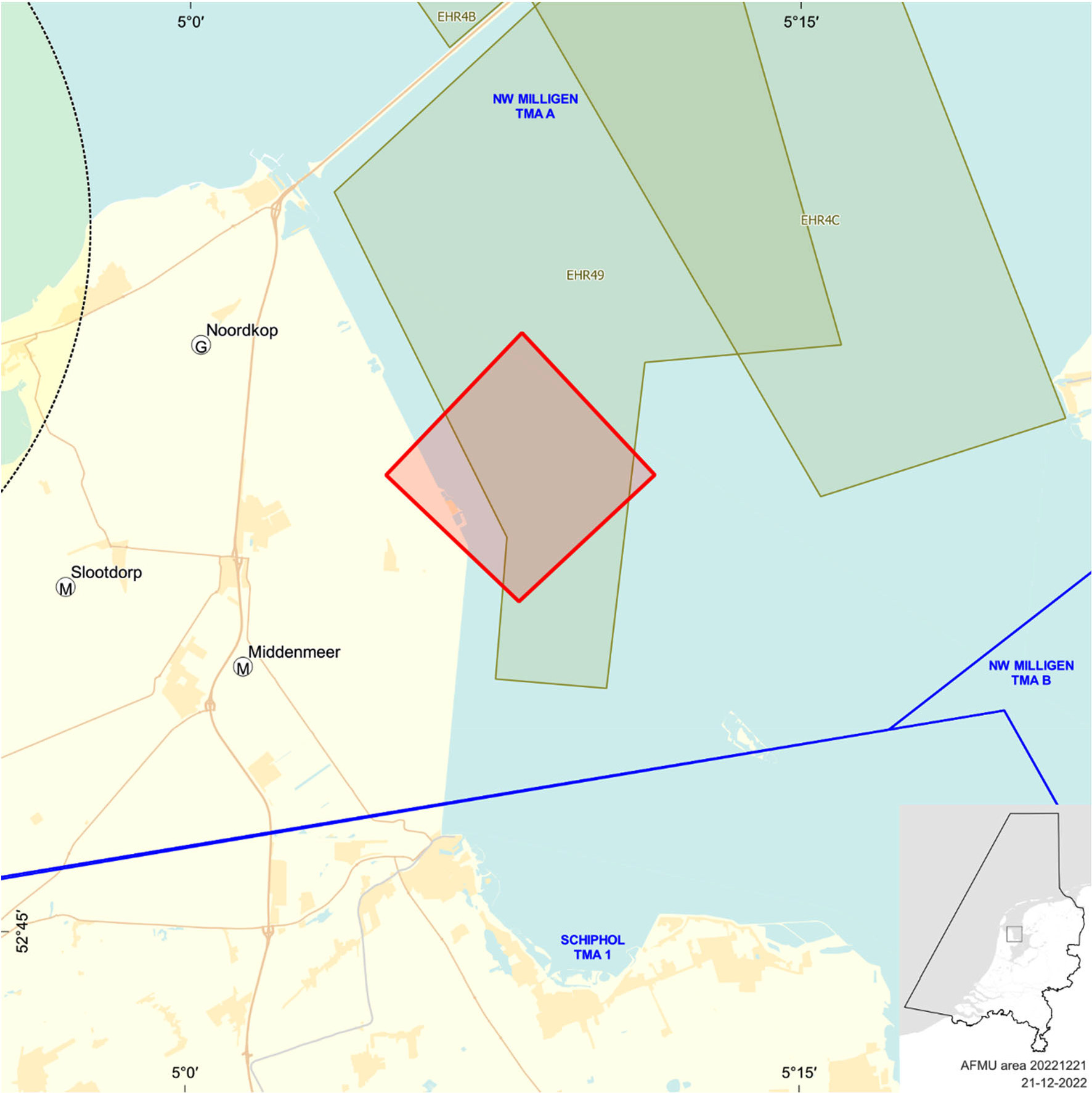 Figuur: Oefengebied (tijdelijk laagvlieggebied) IJsselmeer