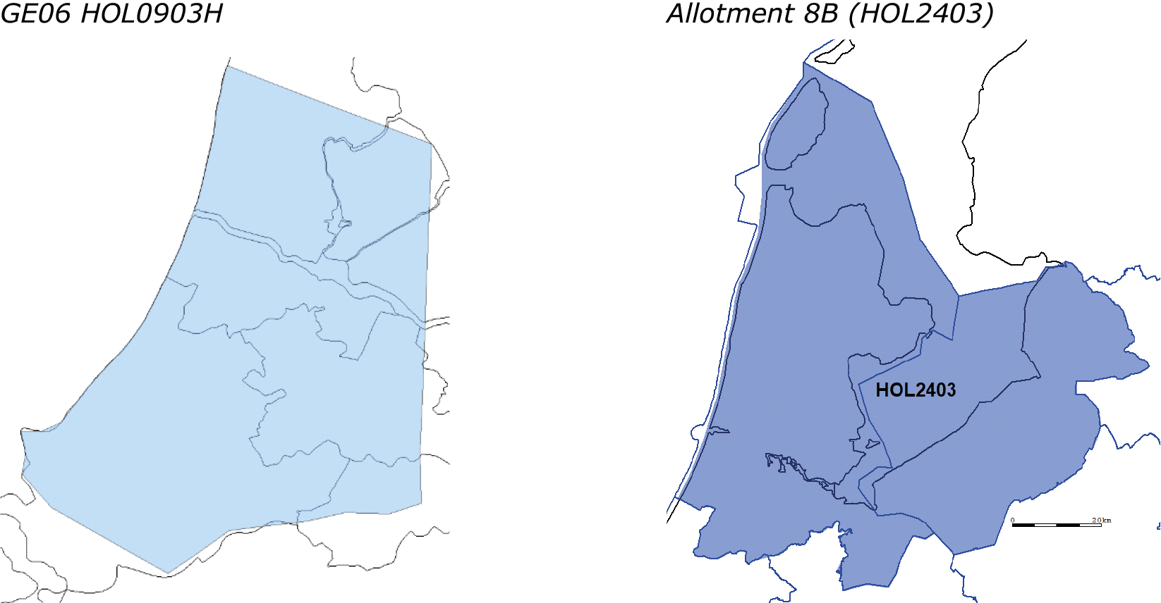 Figuur 3 Overzicht van GE06 HOL0903H en allotment 8B (HOL2403)