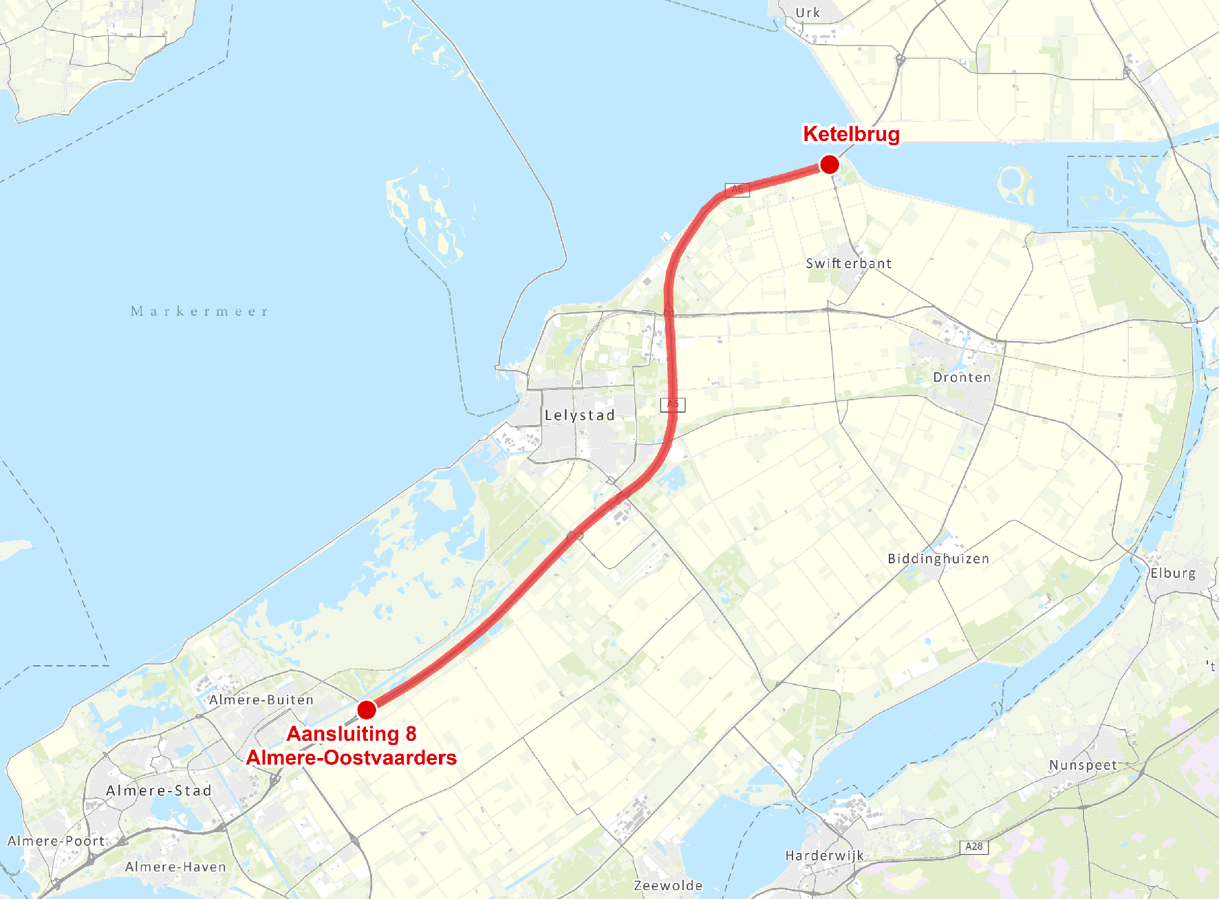 Figuur 1. Plangebied Energieproject A6 zon Lelystad Dronten