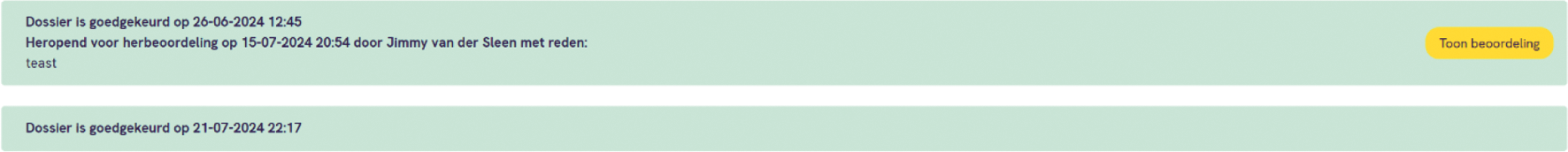 Melding inzake herbeoordeling