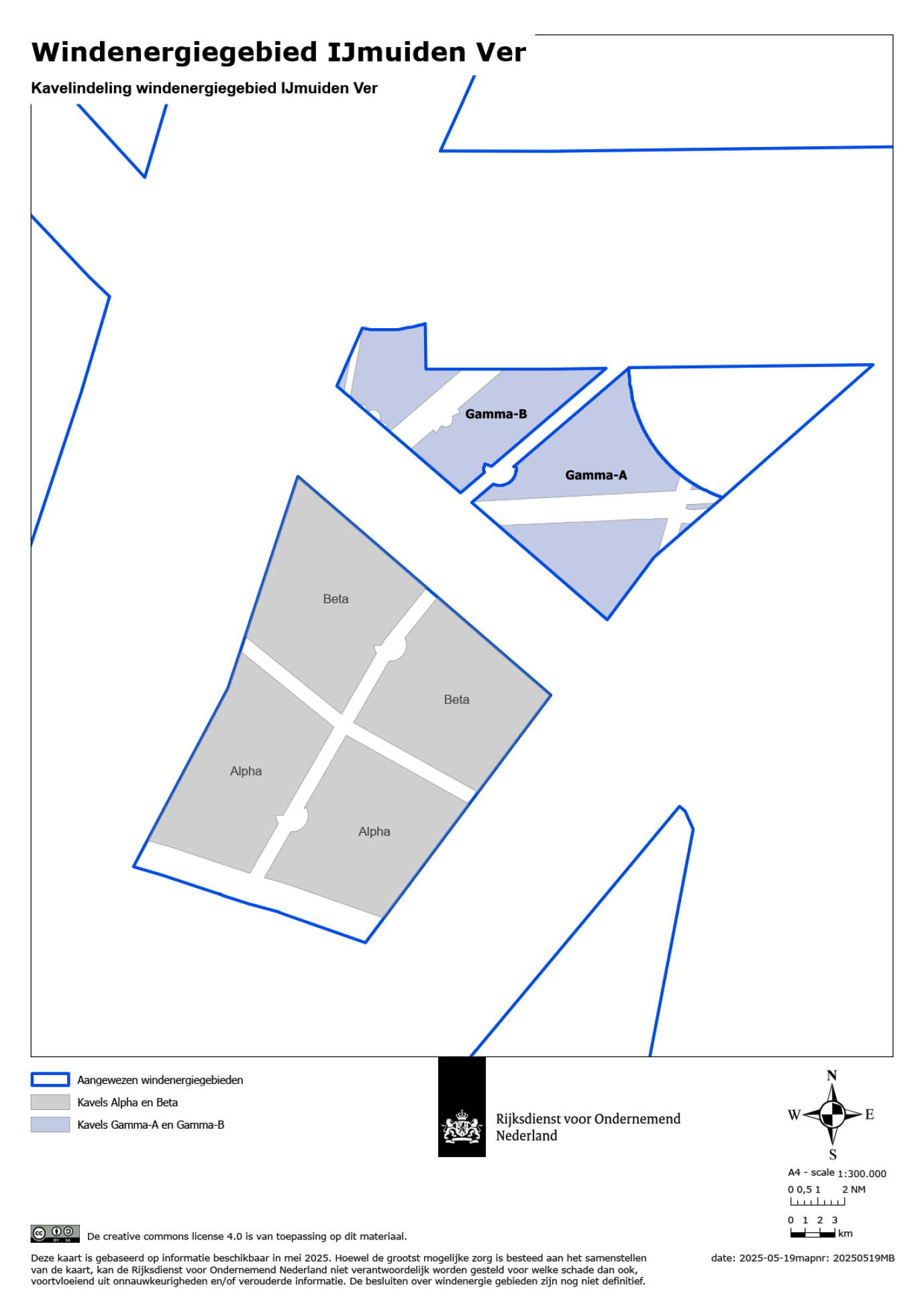 Figuur 1: Verkaveling van windenergiegebied IJmuiden Ver