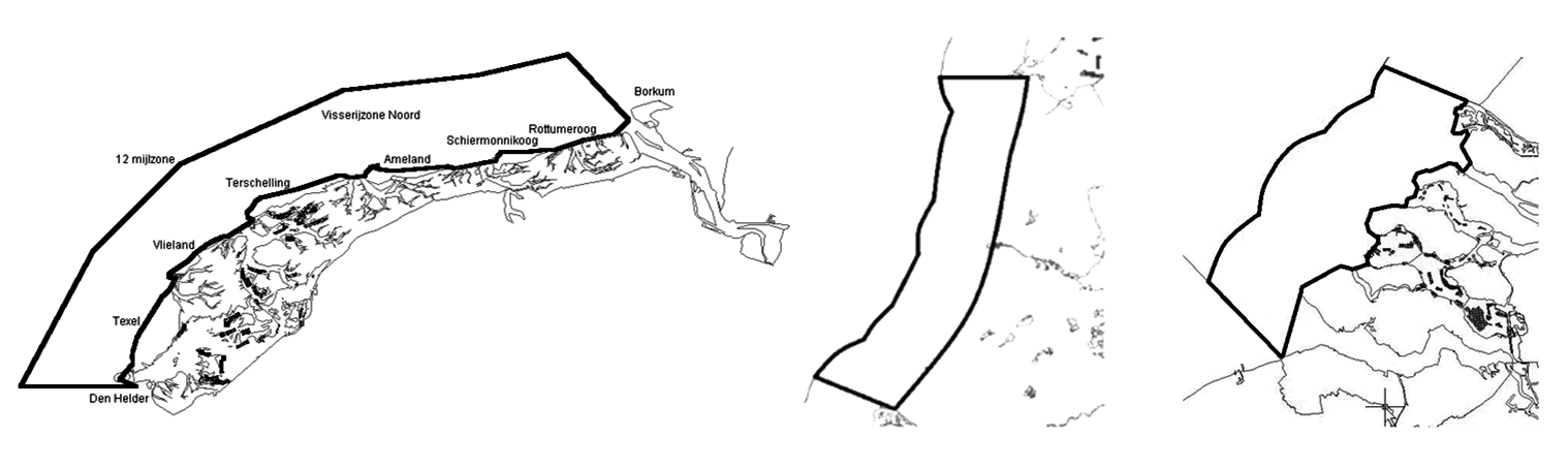 Figuur 3.1 Productiegebieden Noordzee Noord, Noordzee Midden en Noordzee Zuid