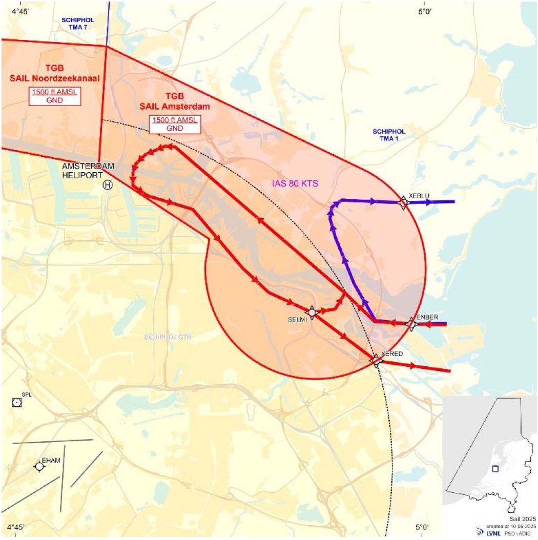 Routes TGB Sail Amsterdam: RED en BLUE