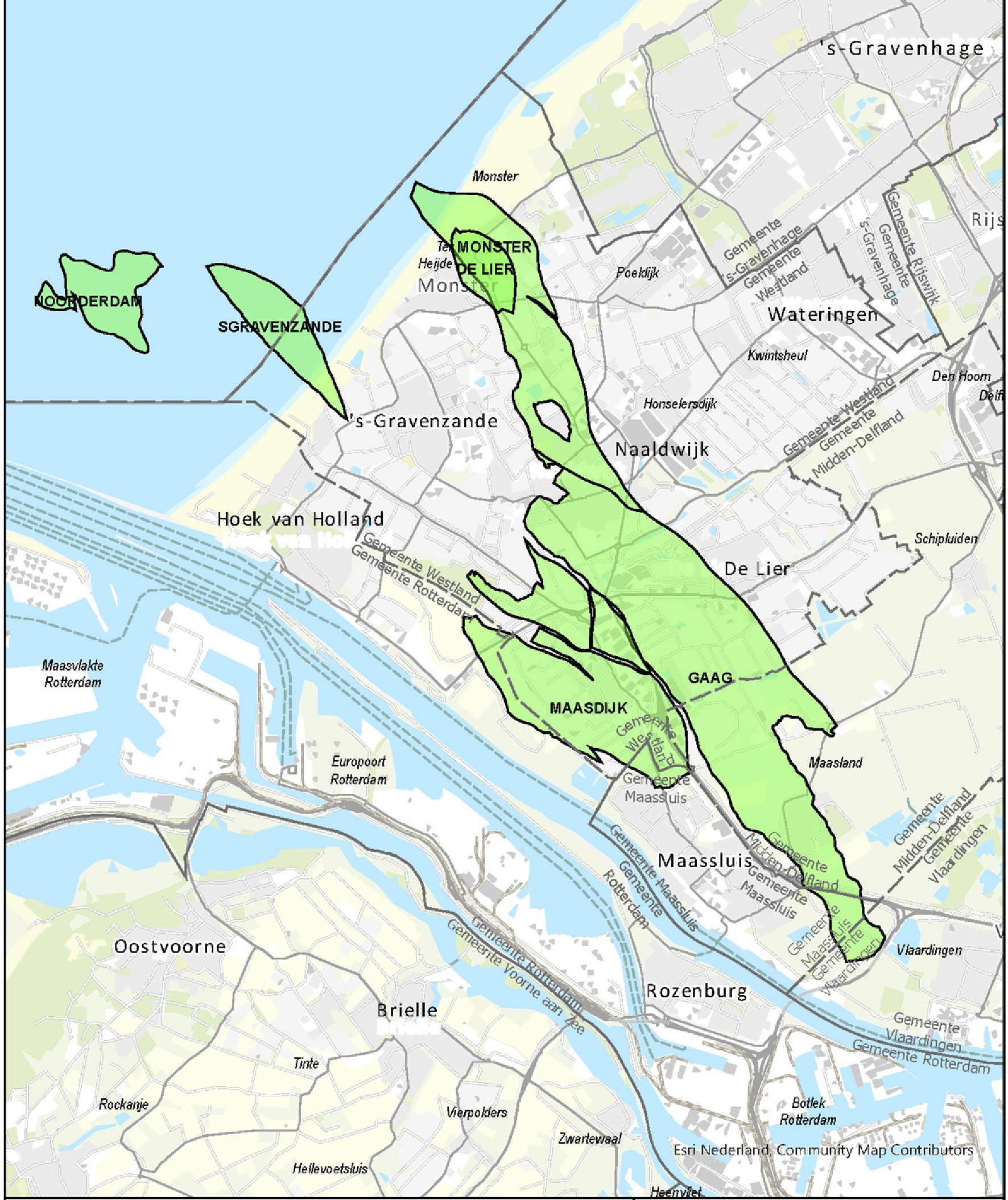 Locaties gasvelden winningsplan Gaag-Monster (bron: NAM)