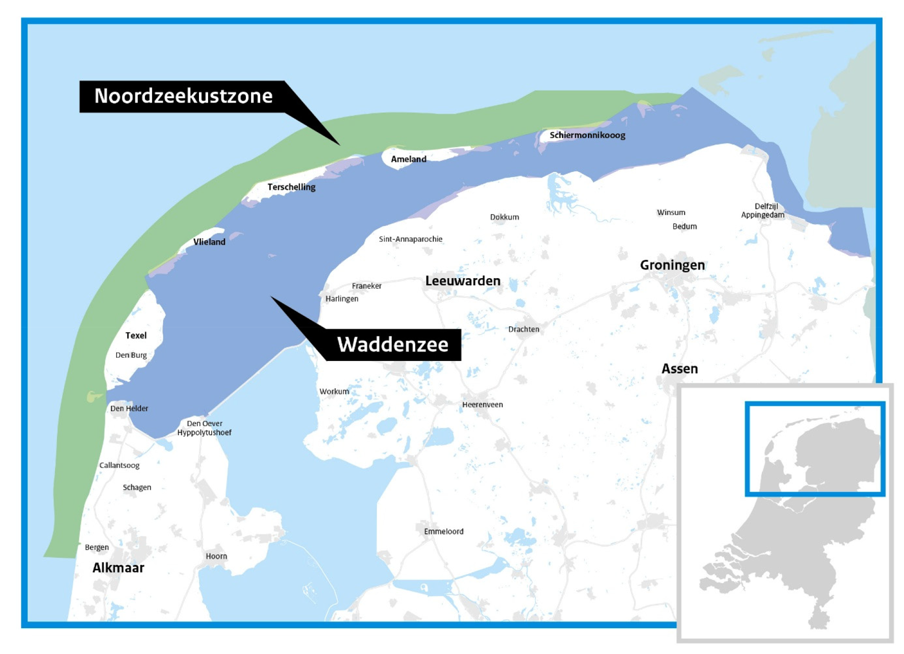 Natura 2000 gebieden Noordzeekustzone en Waddenzee