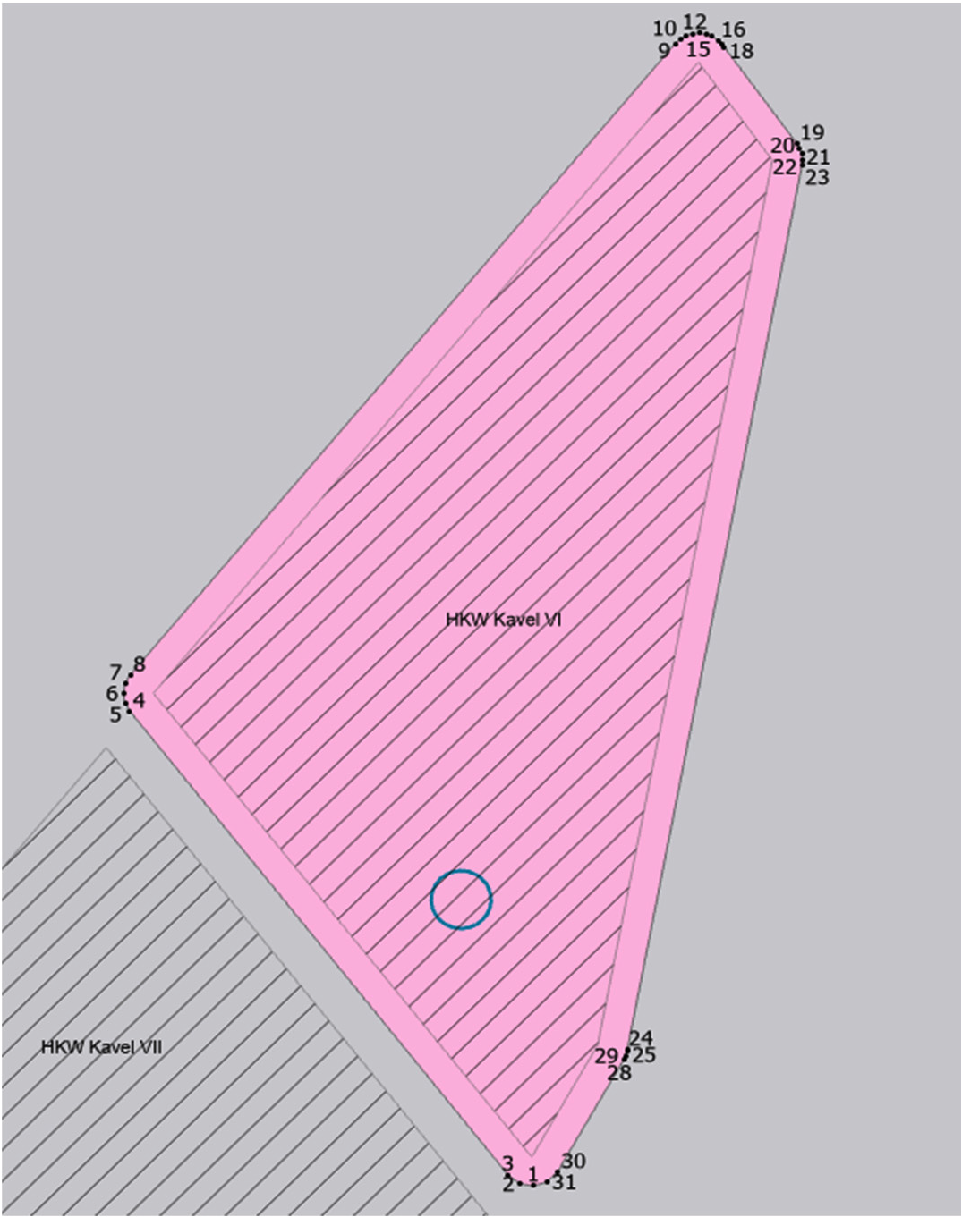 Overzicht veiligheidszone van kavel VI windenergiegebied Hollandse Kust (west)