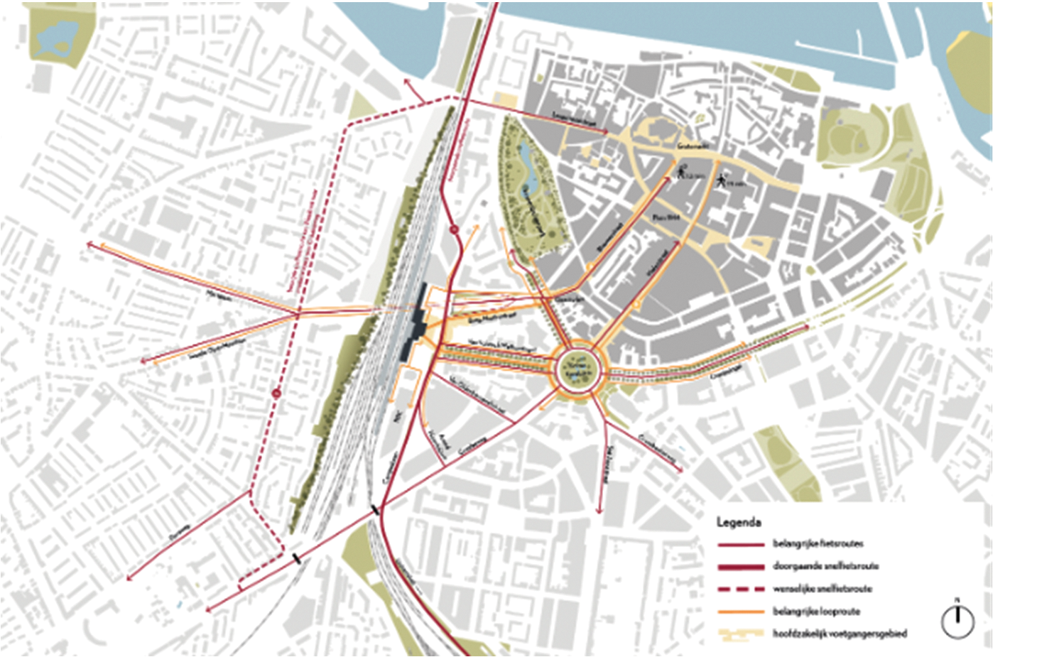 Figuur 4 Huidig netwerk van fietsroutes rond het projectgebied