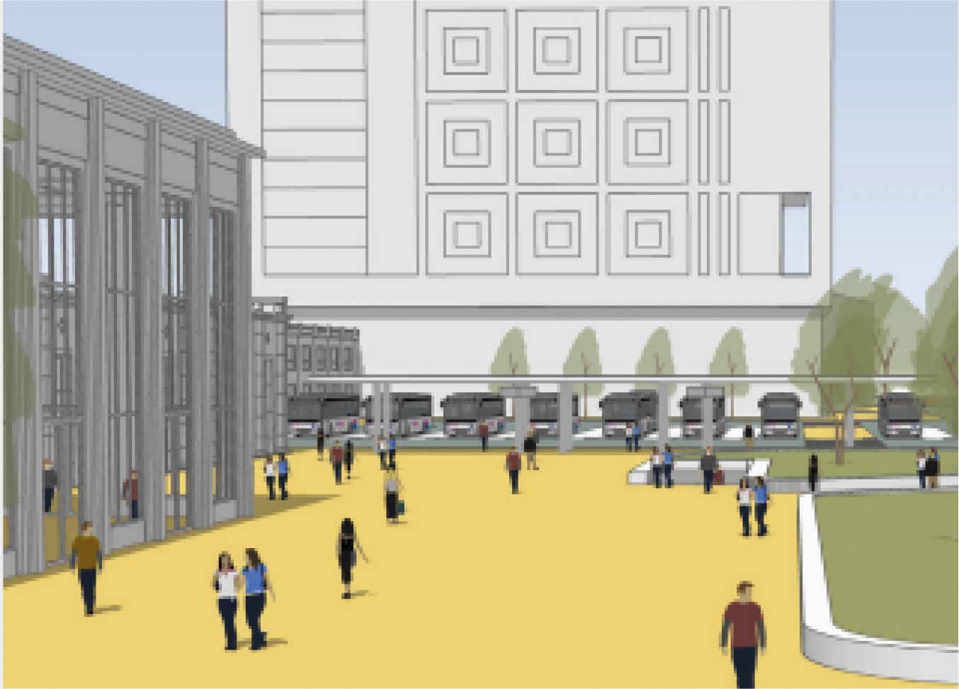 Figuur 23 Wachtruimte bus mag niet het zicht blokkeren tussen busplein en stationsplein