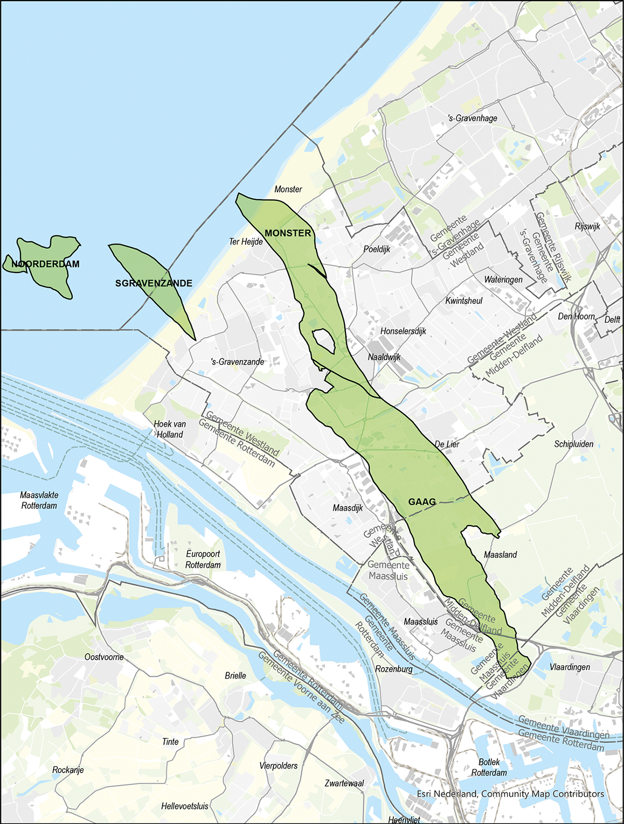 Locaties gasvelden winningsplan Gaag-Monster (bron: NAM)