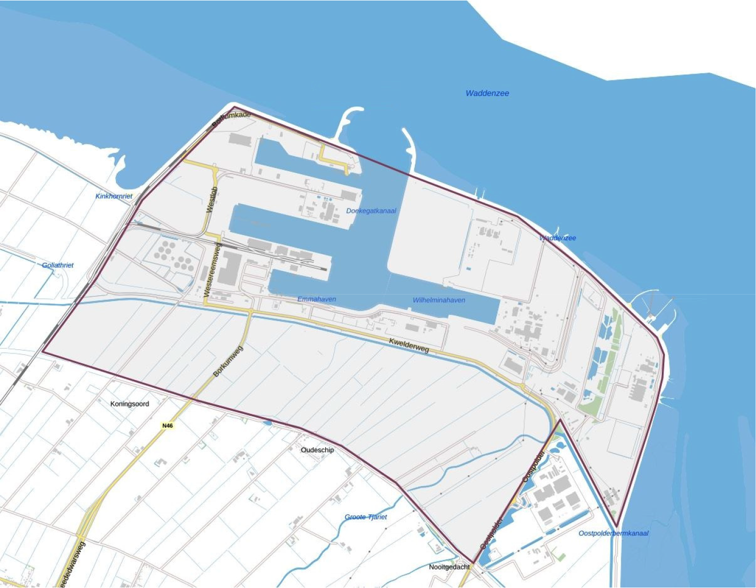 Onderdeel B. Afbakening havengebied van Eemshaven.