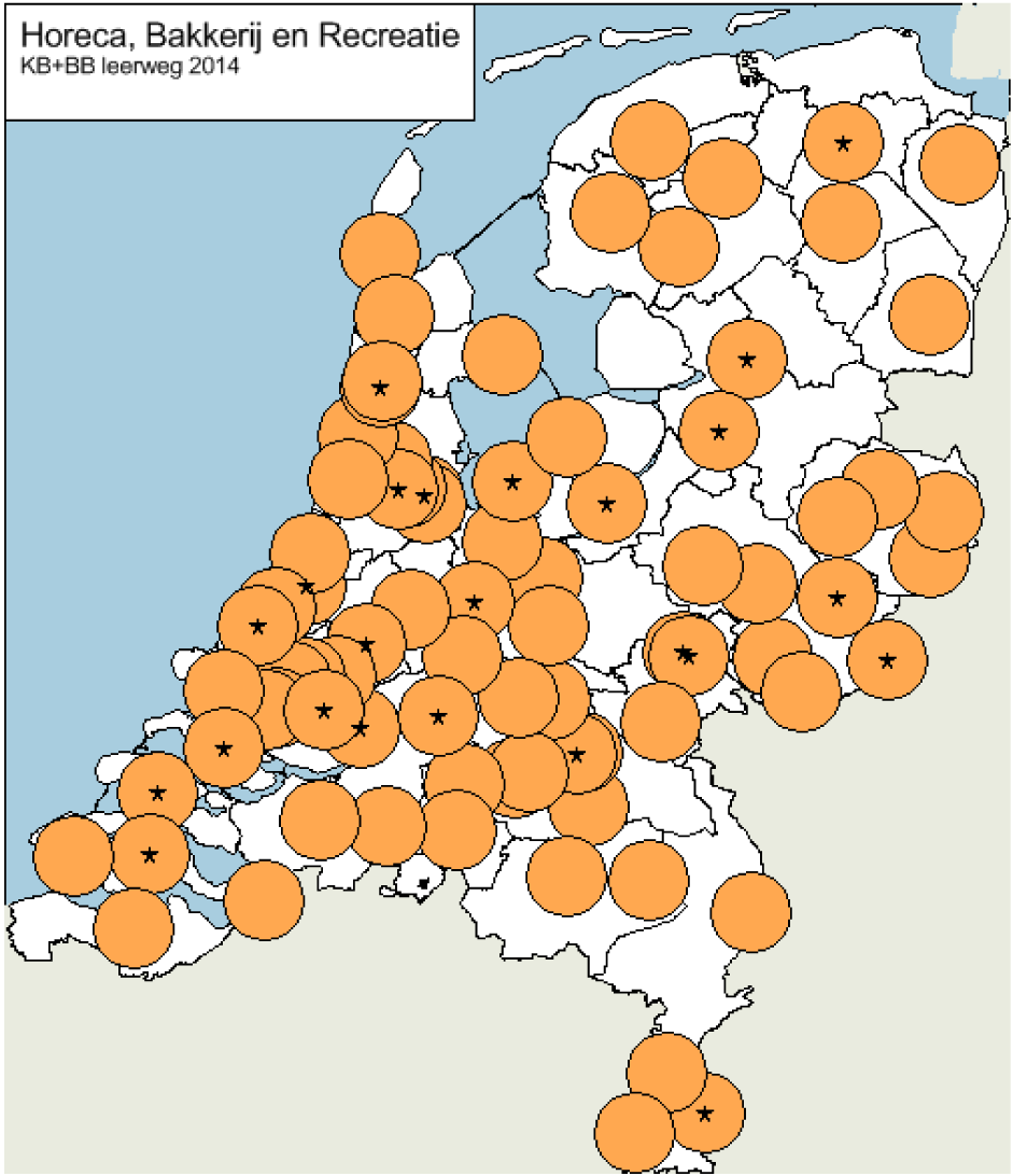 Kaart 14: spreiding profiel Horeca, bakkerij en recreatie 2014